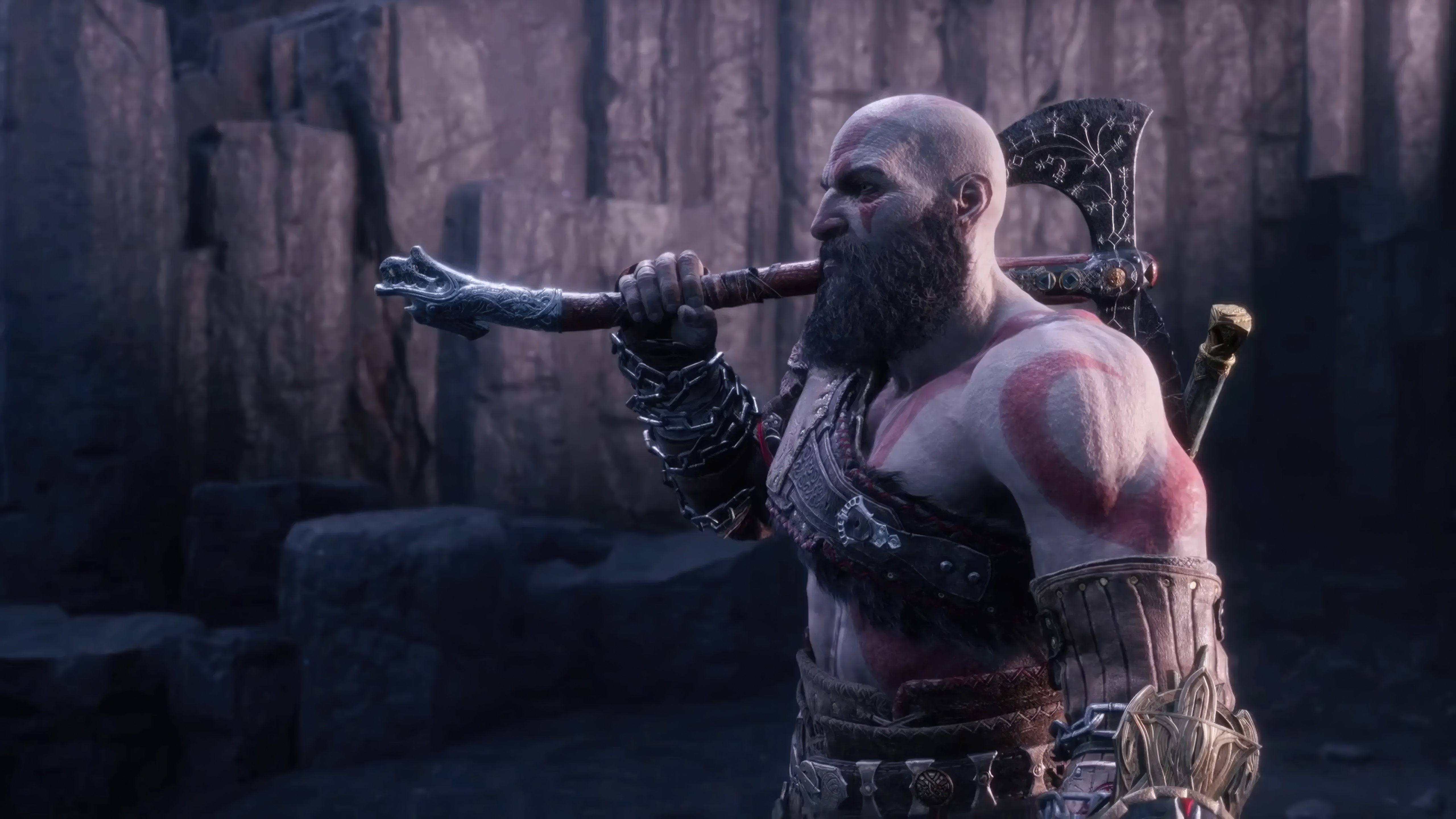 Kratos with Leviathan Axe in God of War Ragnarok HD Wallpaper