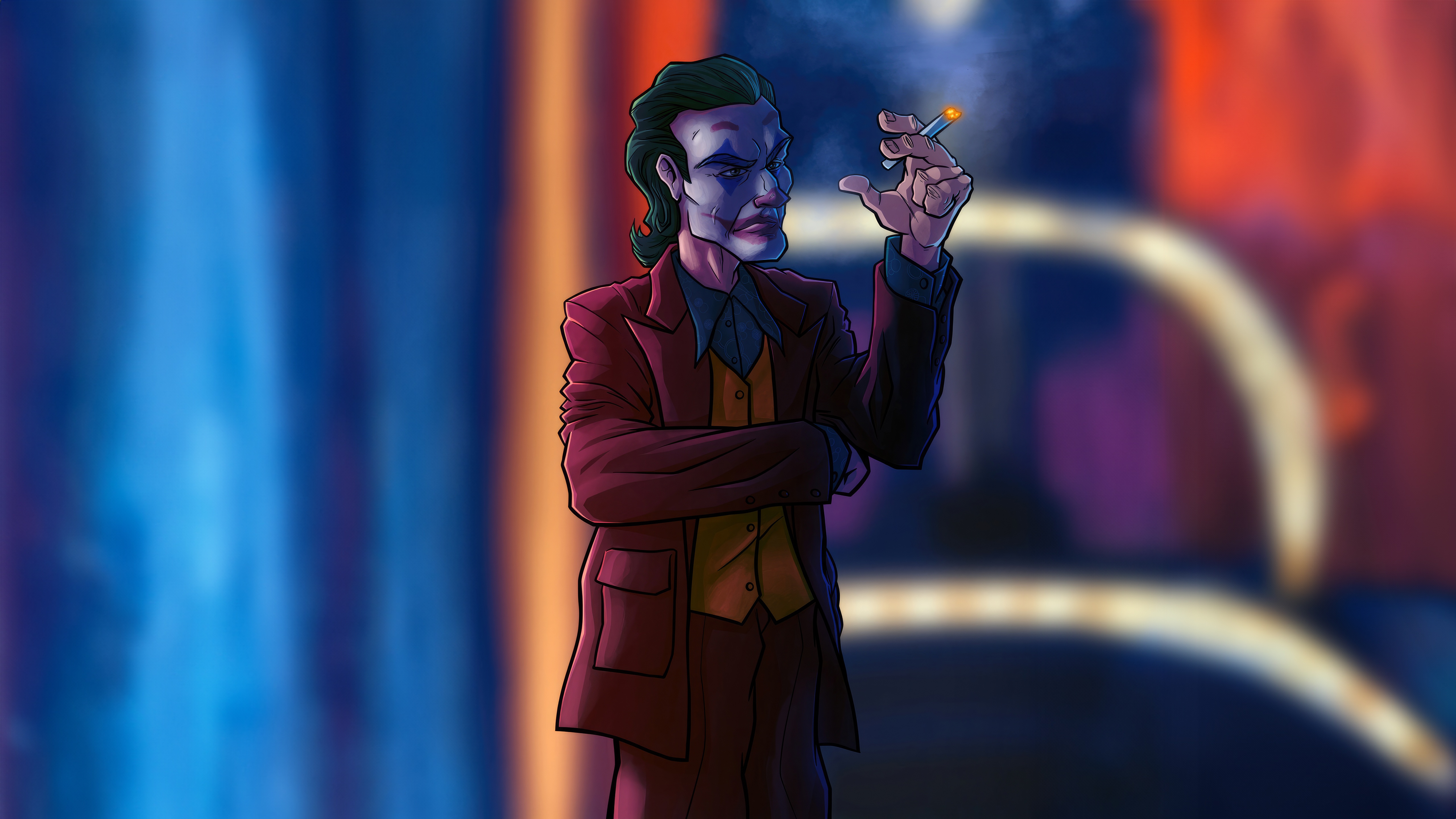 The Joker Smoking a Cigarette HD Wallpaper