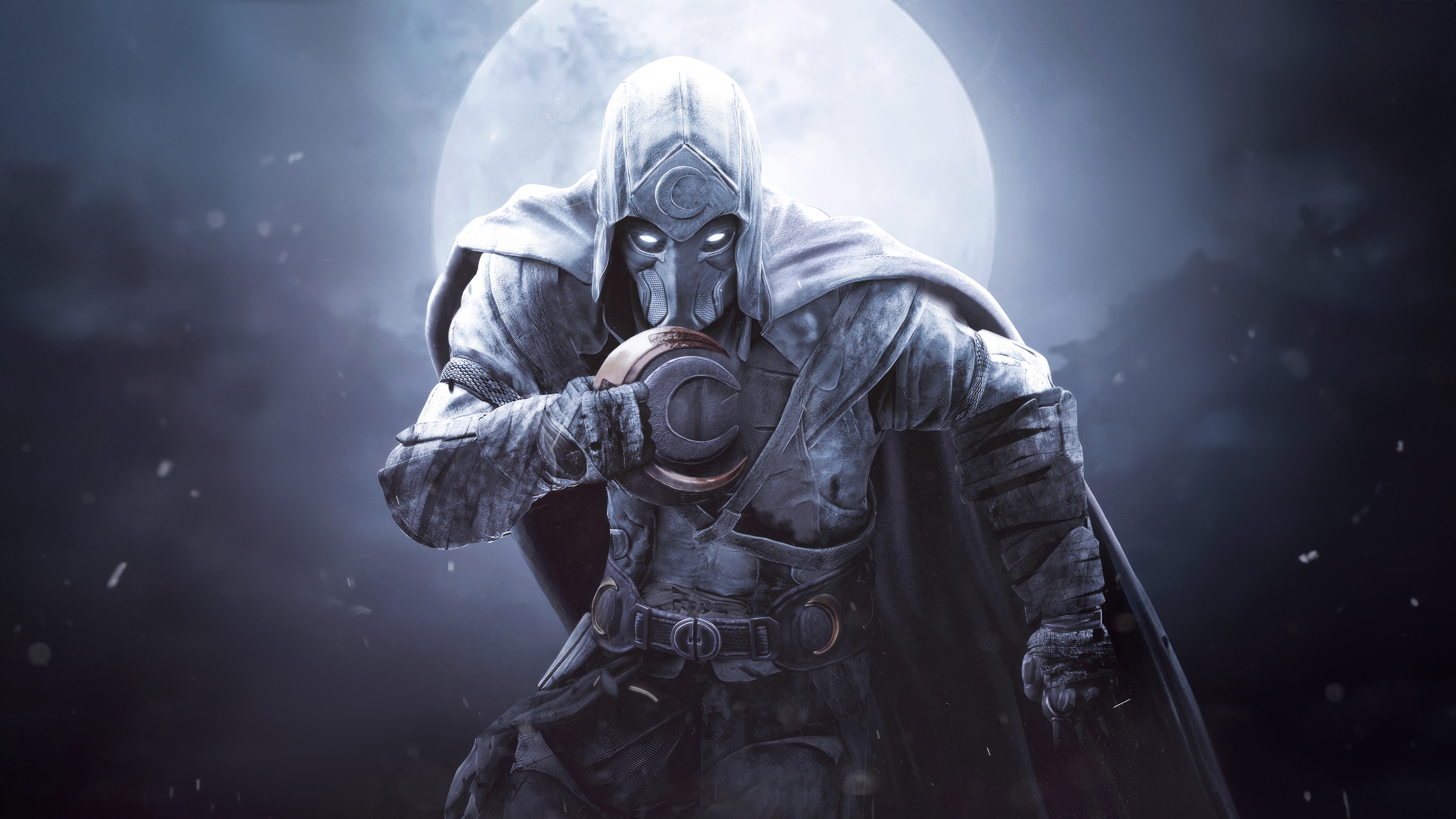 Moon Knight holding a crescent dart HD Wallpaper