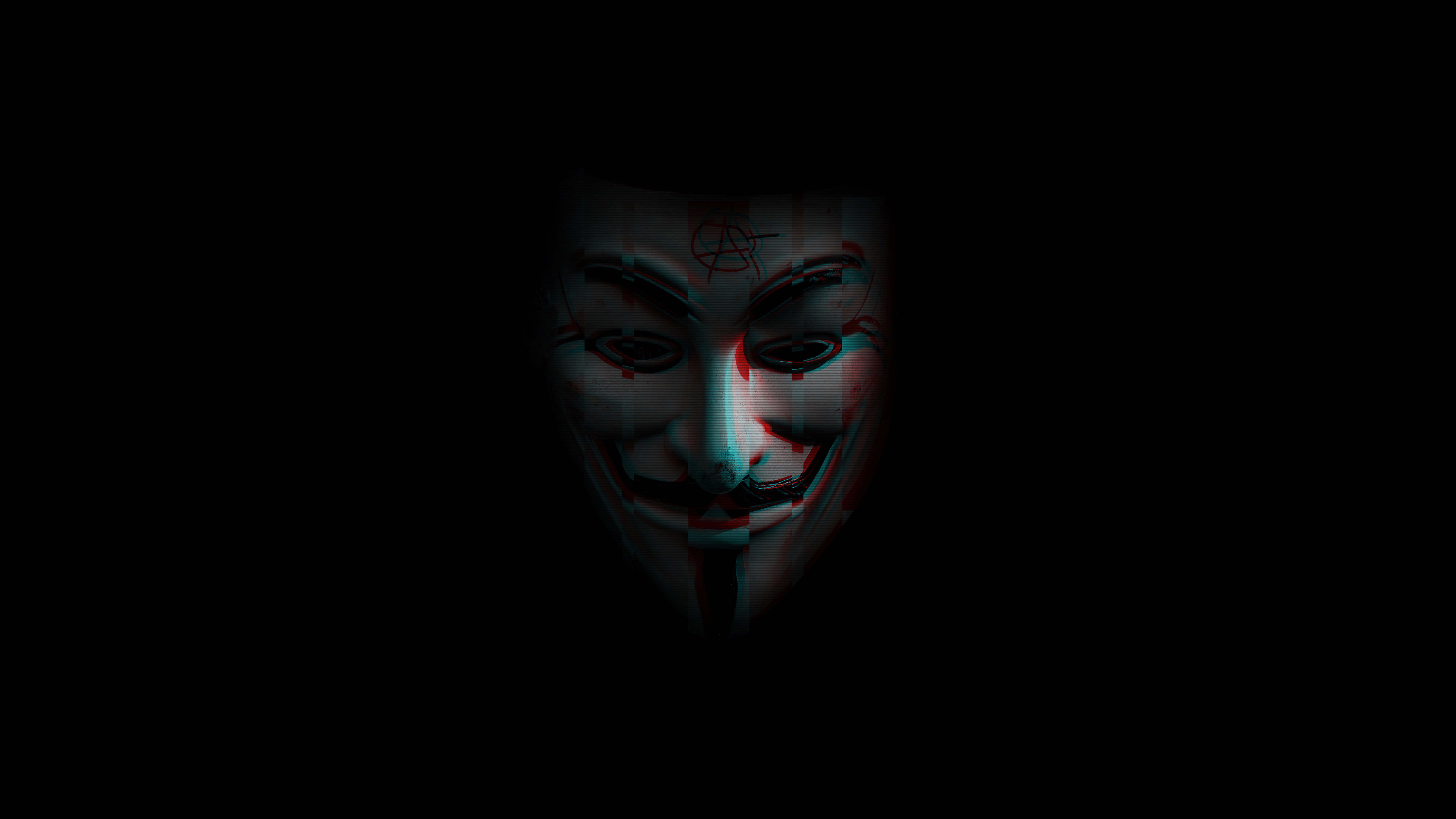 Anonymous mask with glitch effect HD Wallpaper