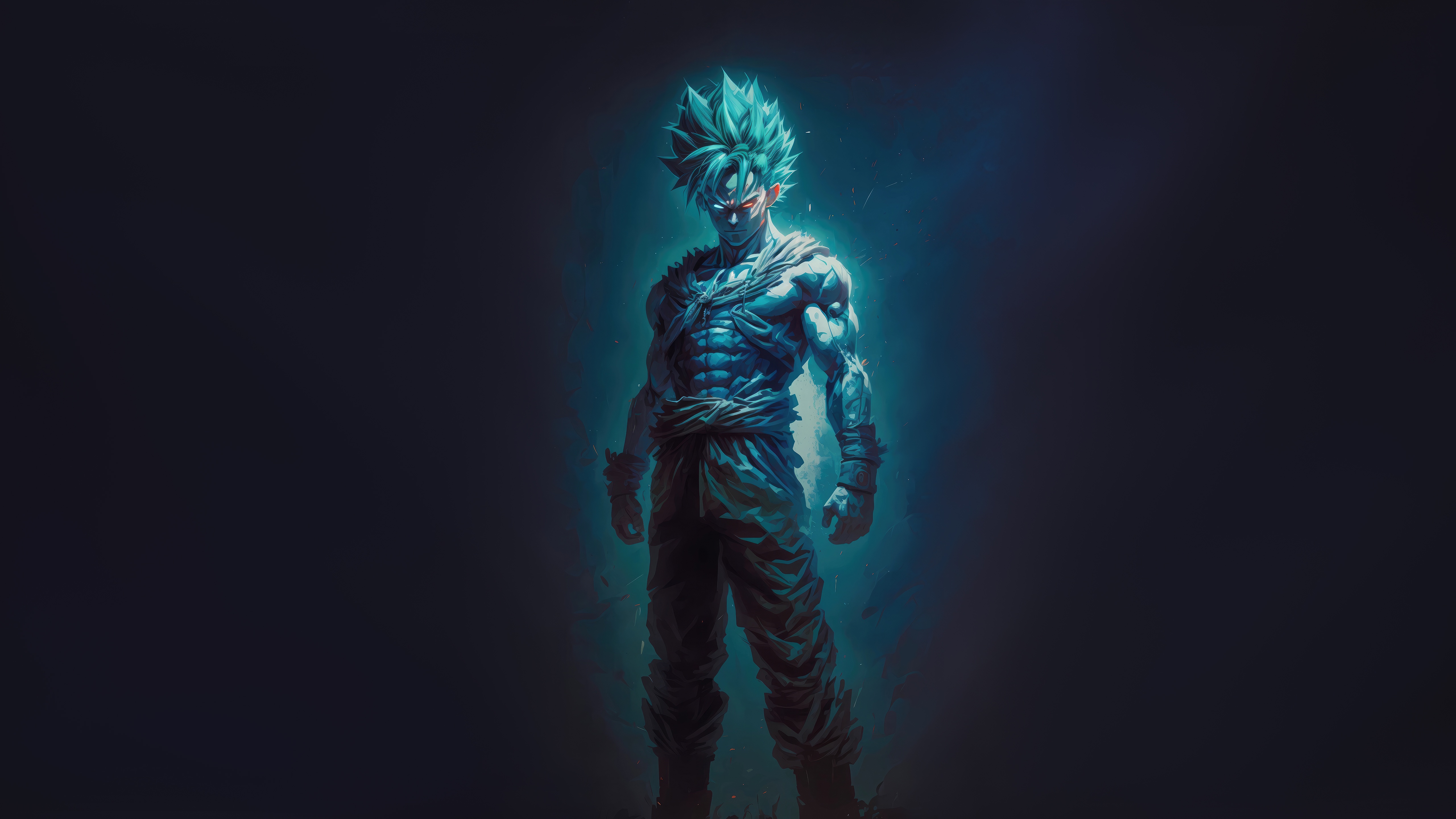 Goku Super Saiyan Blue glowing with power HD Wallpaper