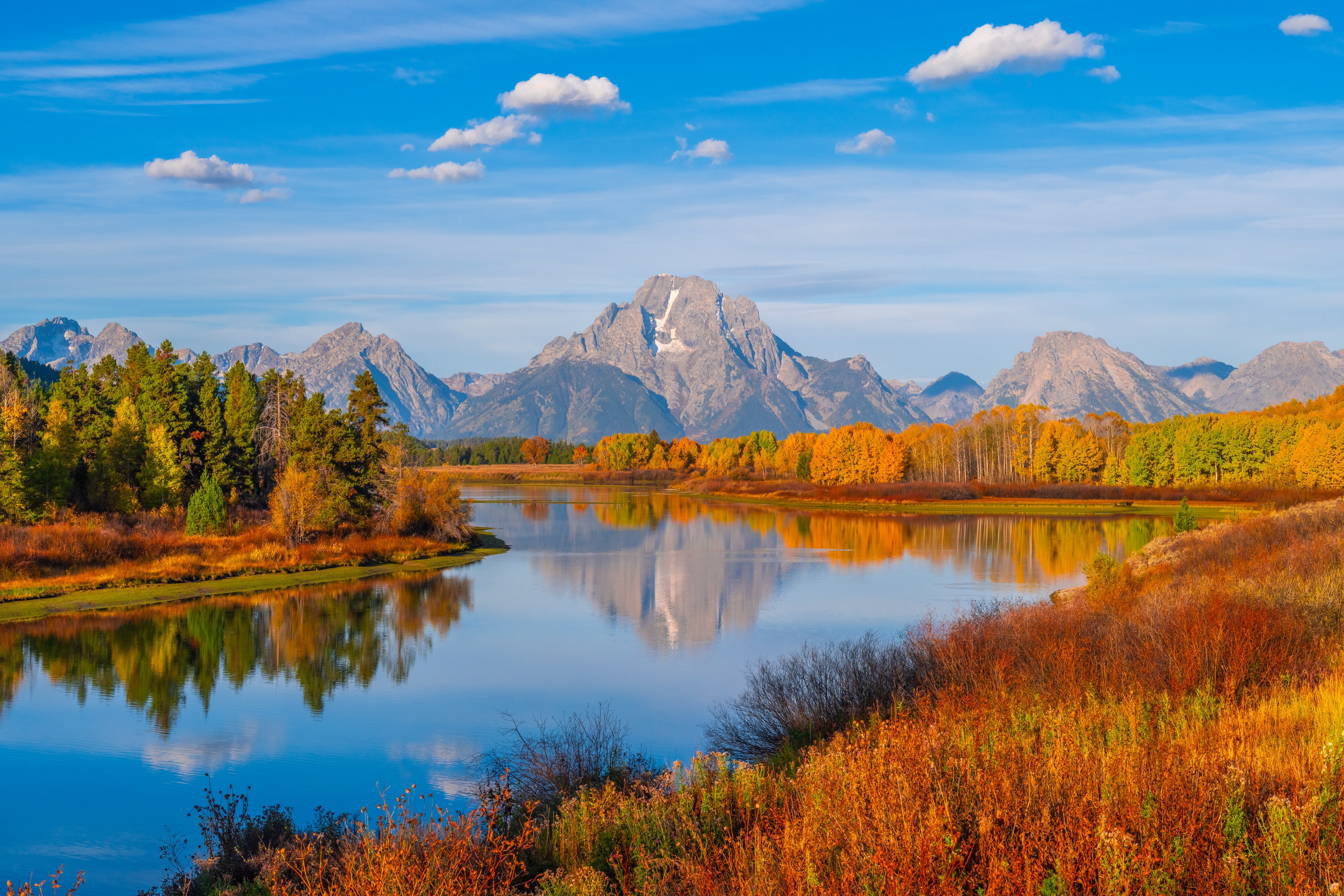 Grand Teton National Park in Autumn with River and Mountains HD Wallpaper