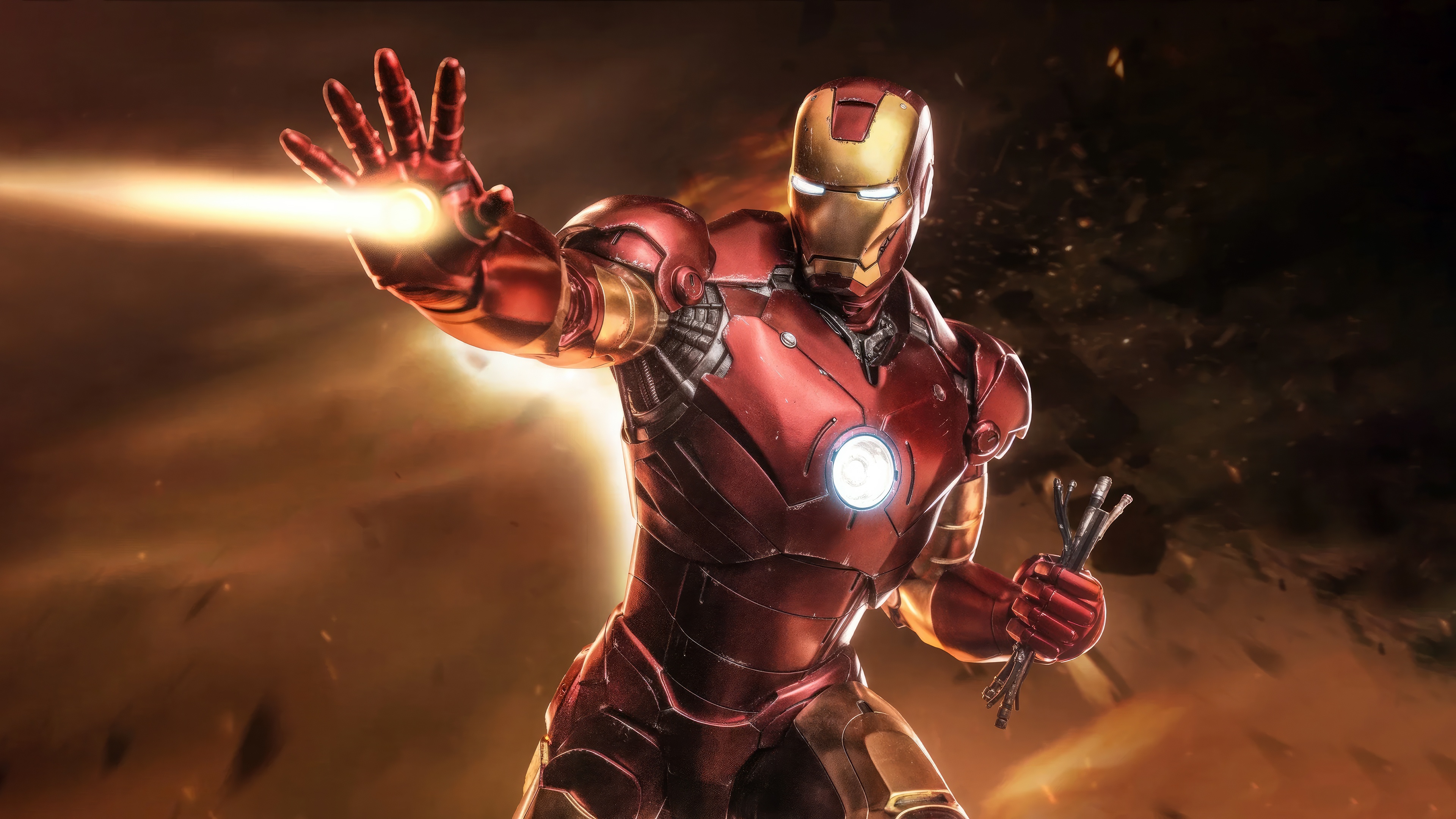 Iron Man firing repulsor ray HD Wallpaper
