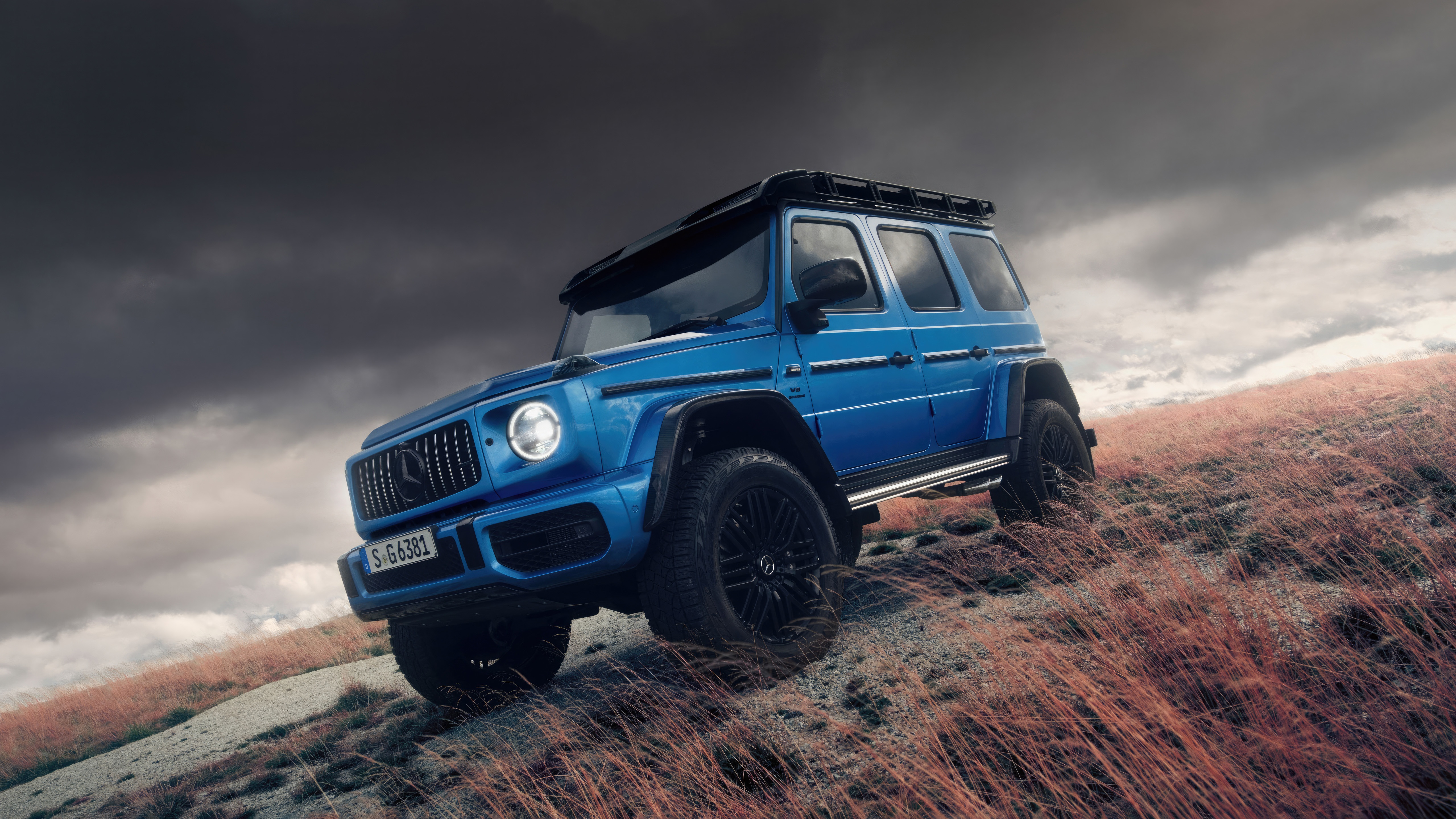 Blue Mercedes-AMG G63 4x4 Off-Road Vehicle HD Wallpaper