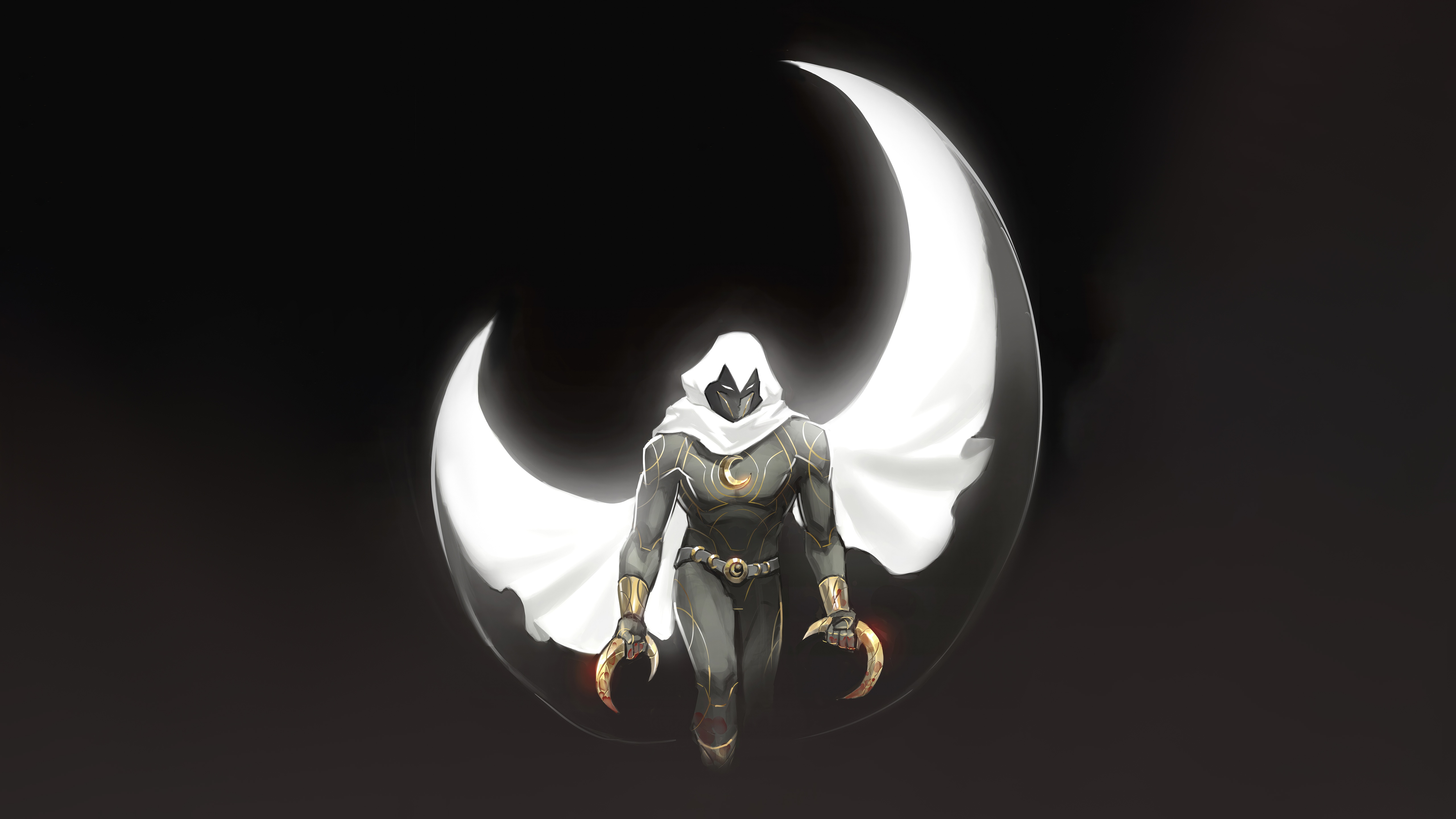 Moon Knight in front of a crescent moon HD Wallpaper
