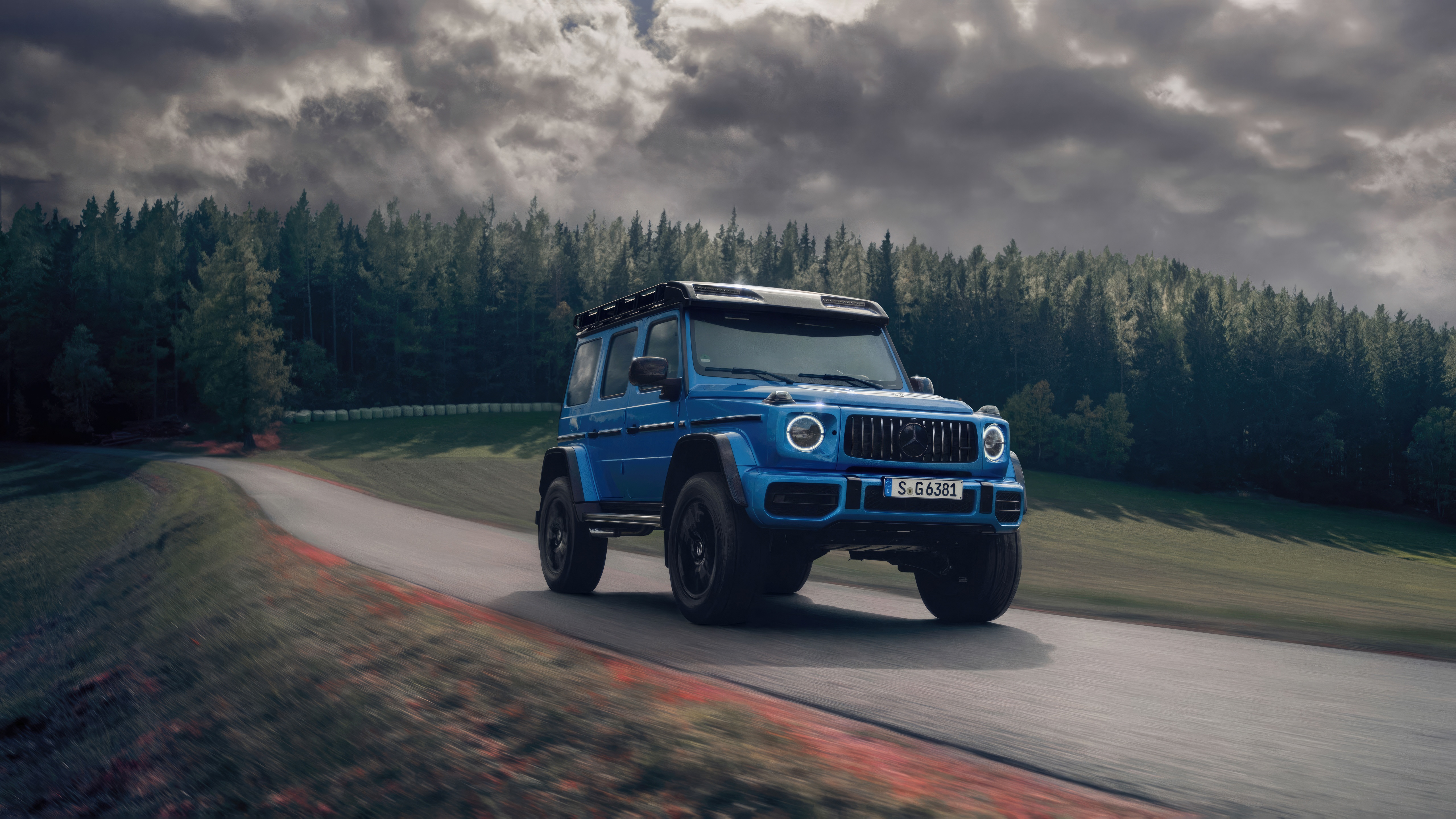 Blue Mercedes-AMG G63 4x4 Squared on a Road HD Wallpaper