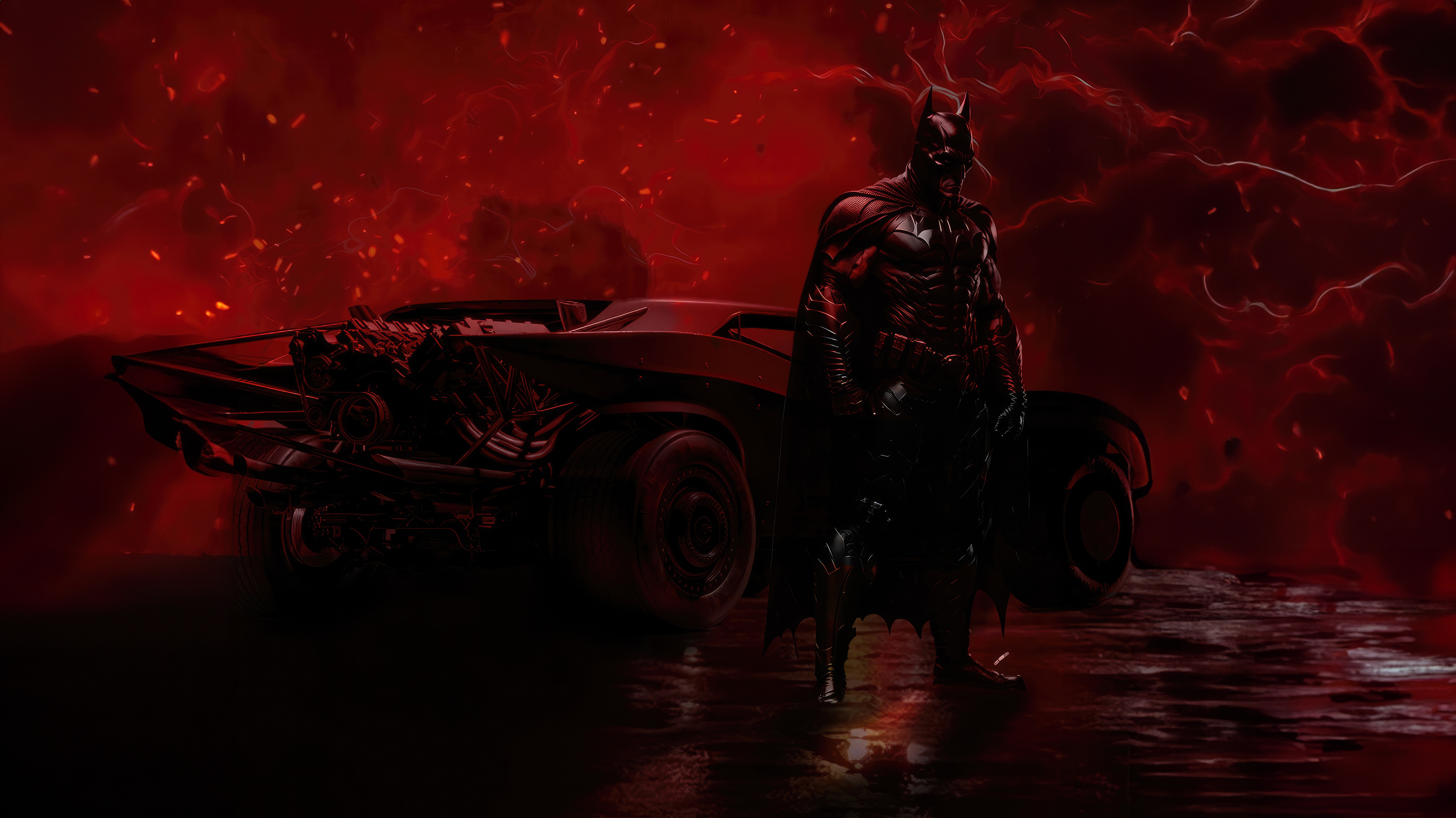 The Batman and Batmobile HD Wallpaper