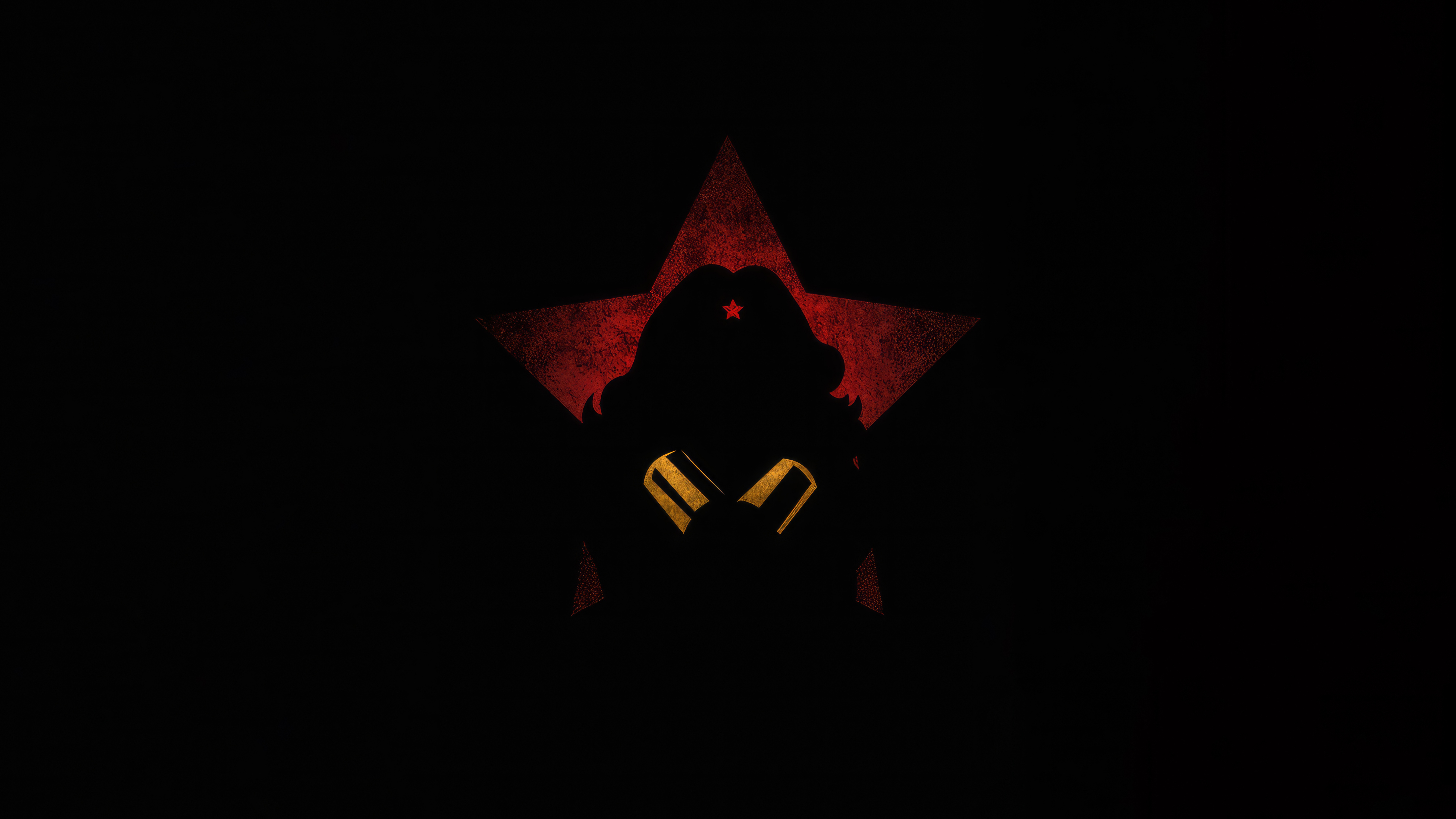 Wonder Woman Silhouette with Red Star HD Wallpaper
