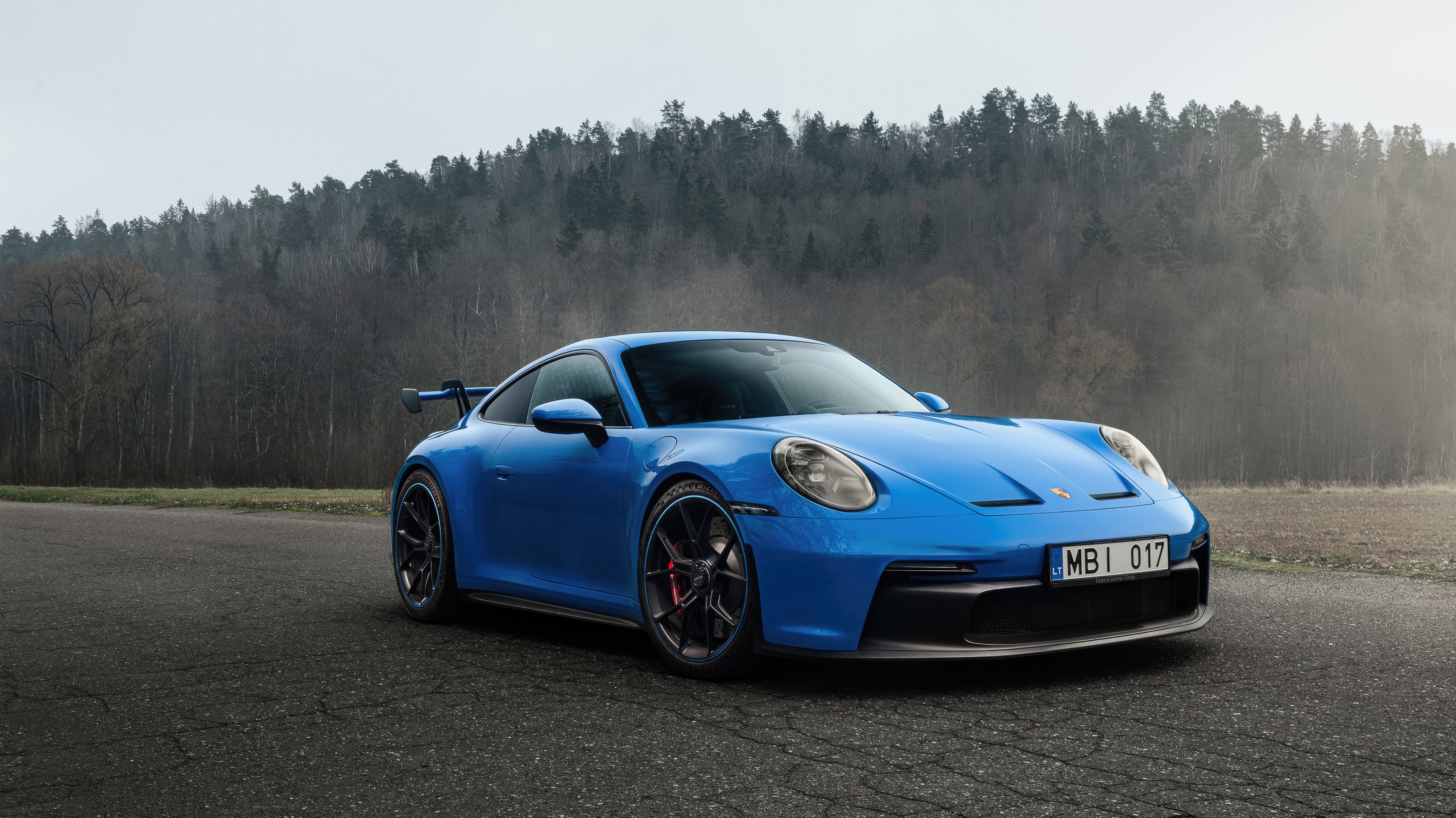 Blue Porsche GT3 RS on a road HD Wallpaper