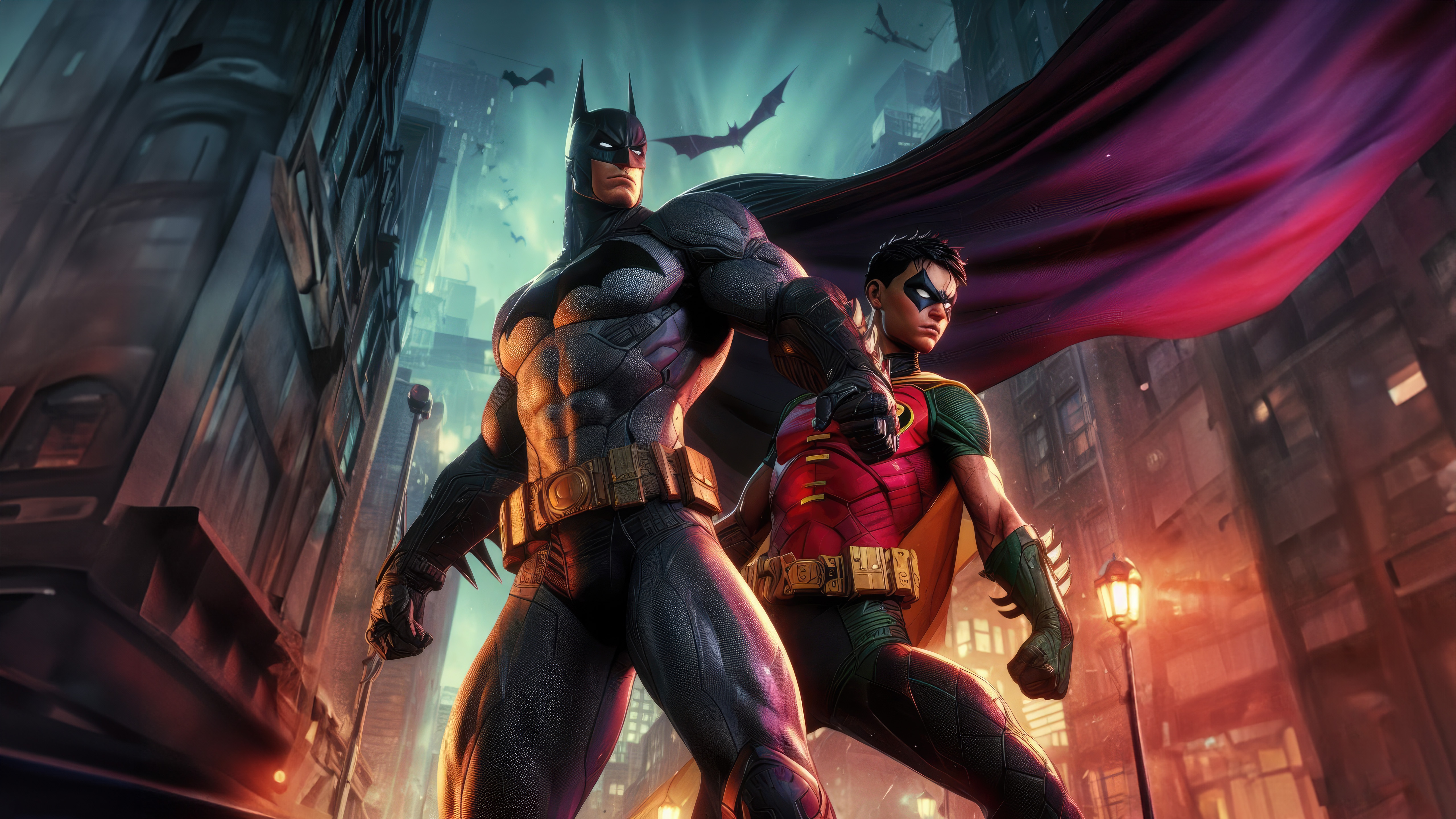 Batman and Robin in Gotham City HD Wallpaper