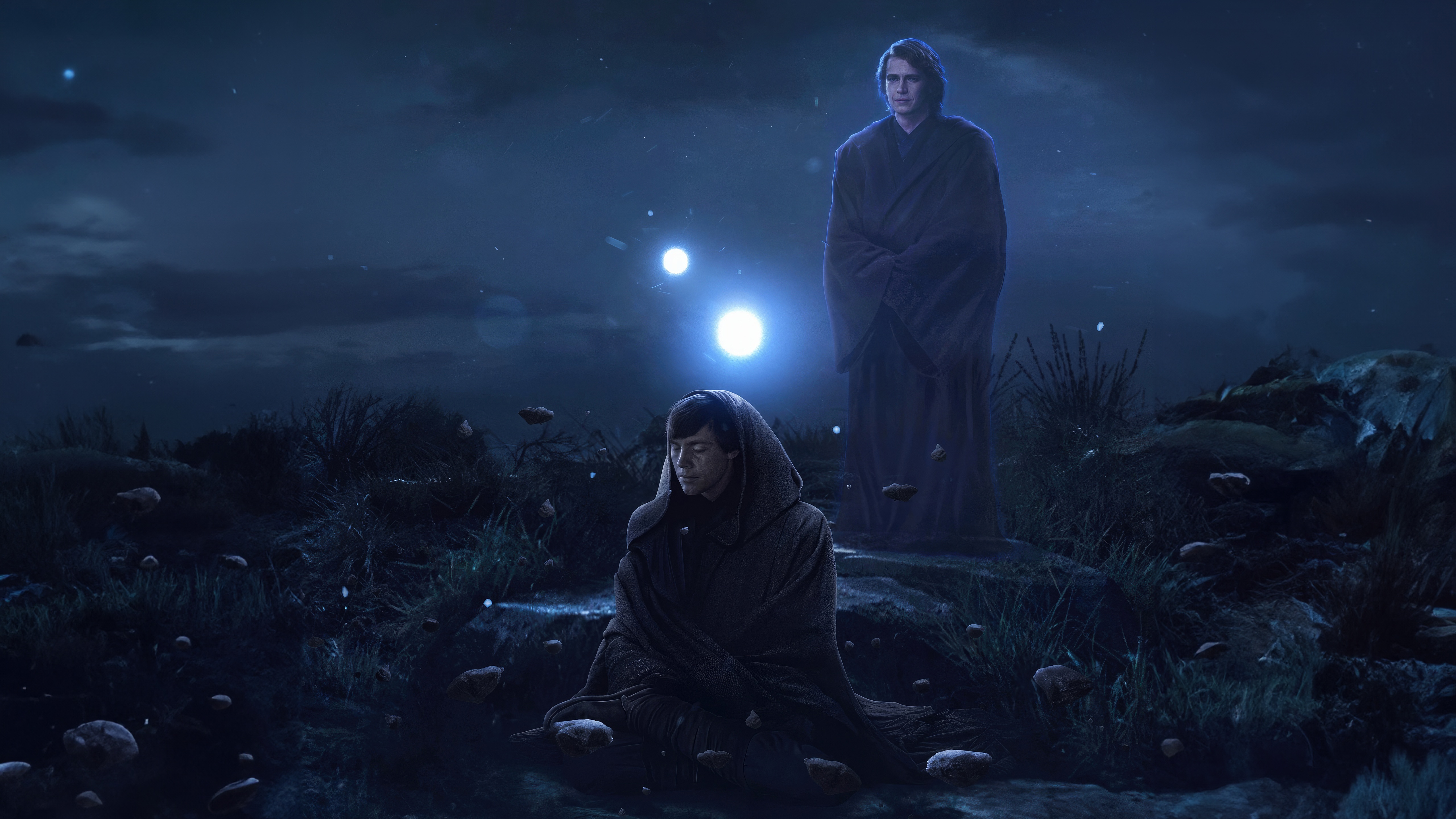 Anakin Skywalker and Luke Skywalker in the Force HD Wallpaper