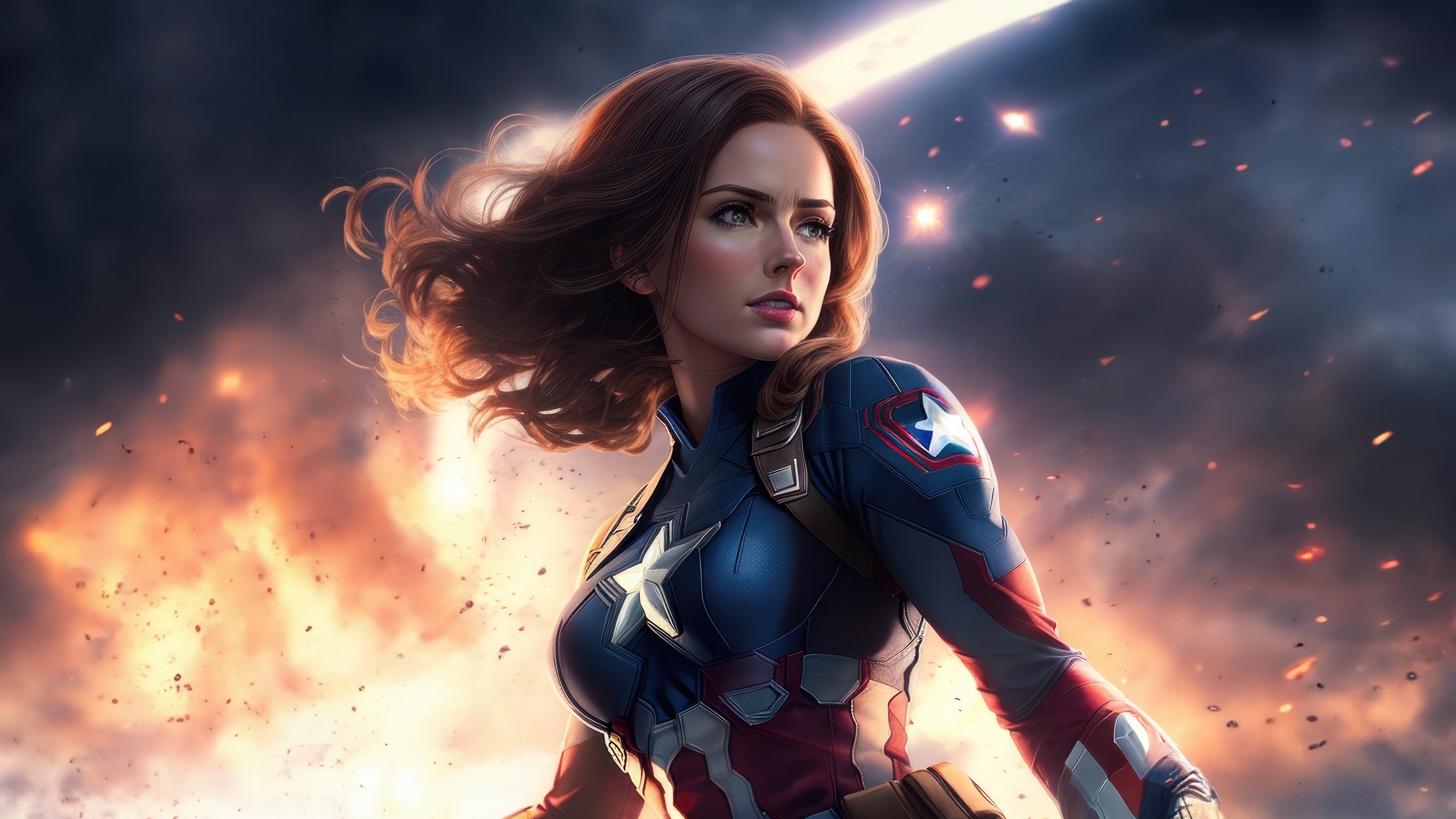 Peggy Carter as Captain America in battle HD Wallpaper