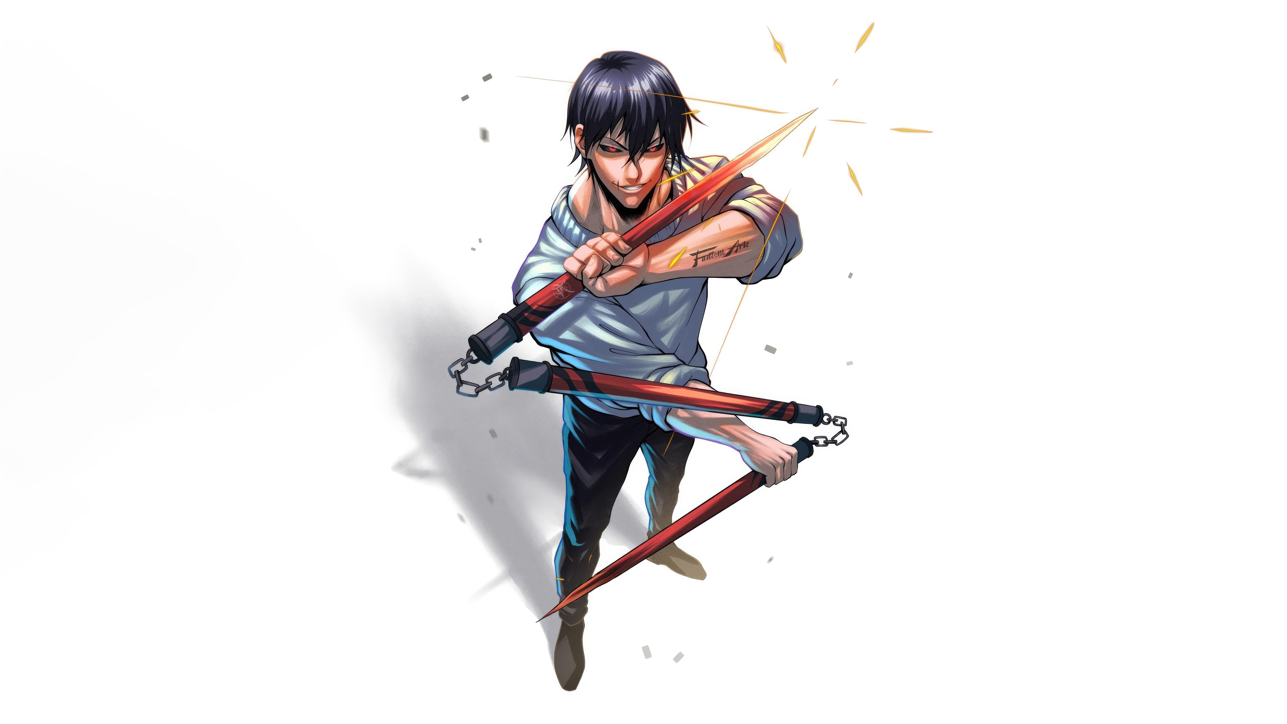 Toji Fushiguro with Nunchucks HD Wallpaper