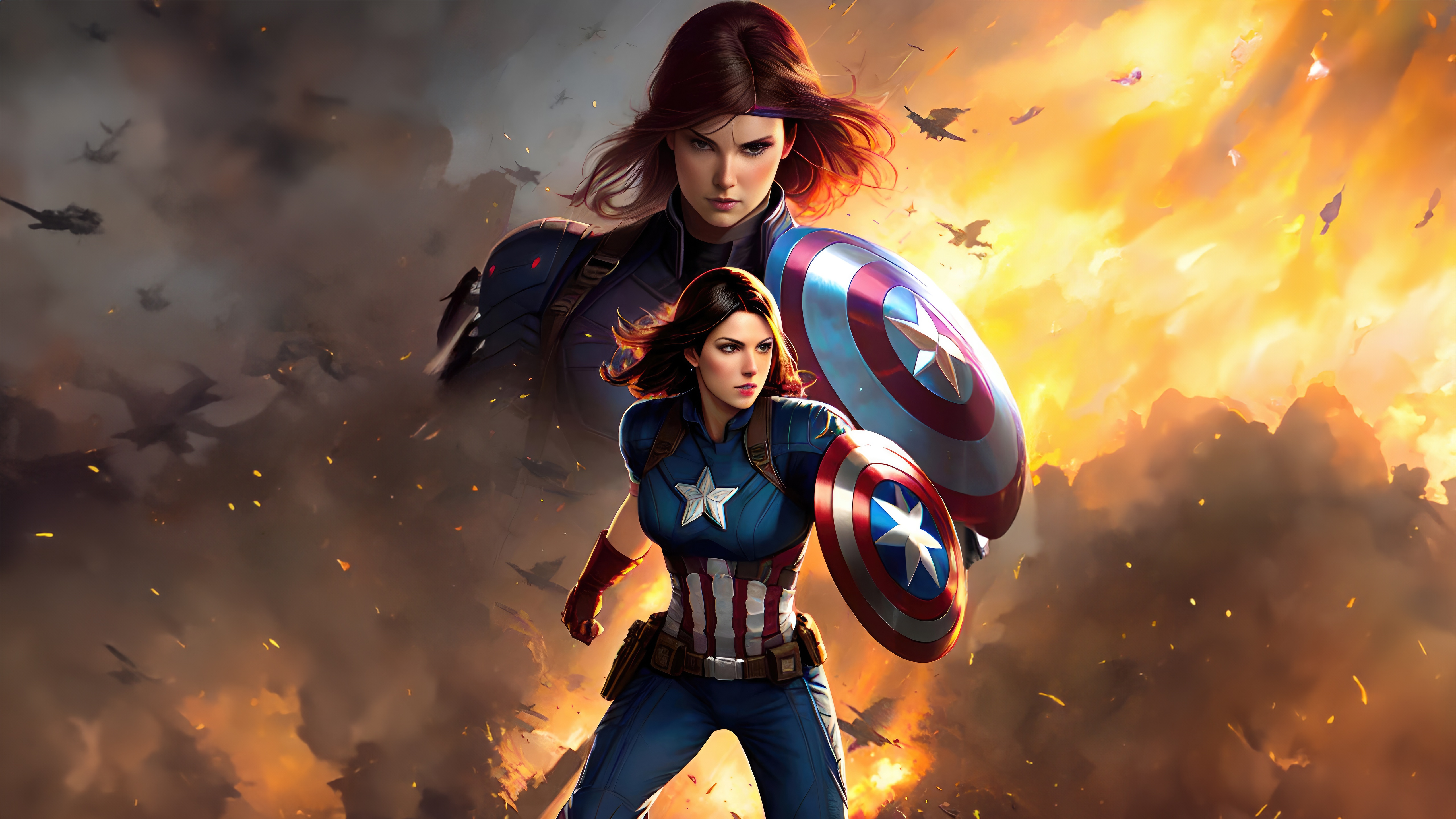 Peggy Carter As Captain America in Battle HD Wallpaper