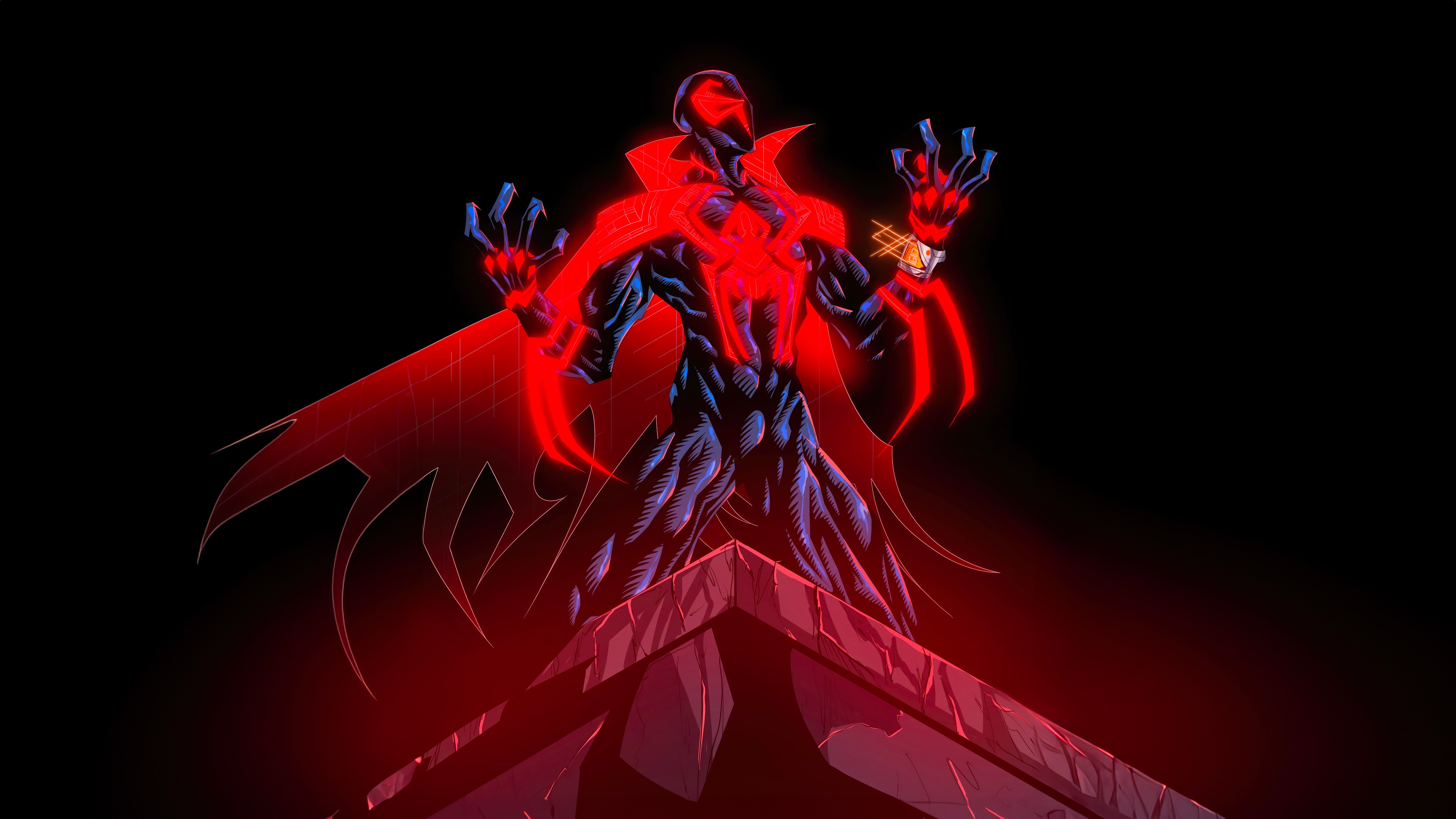 Spider-Man 2099 standing on a building HD Wallpaper