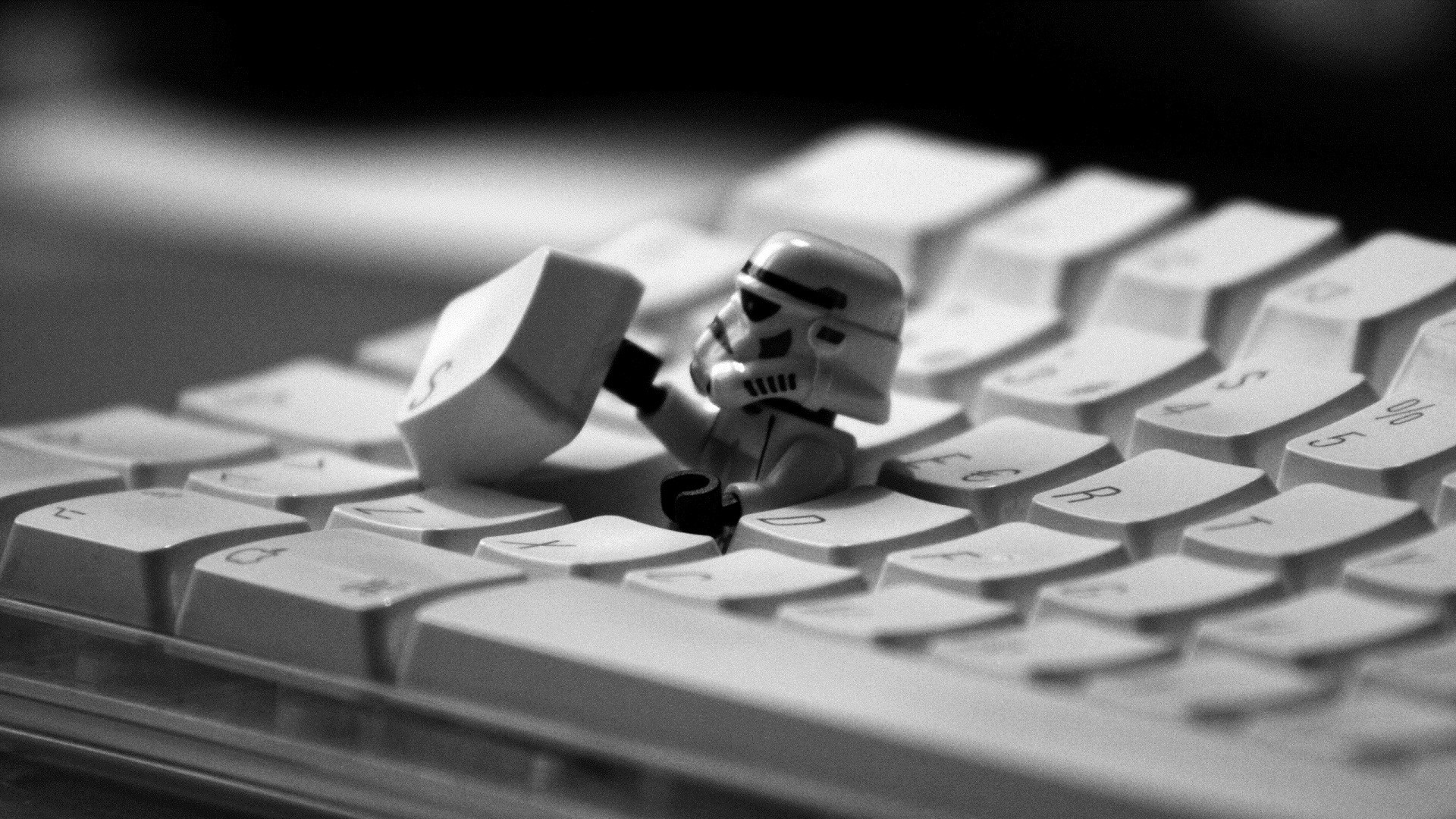 Stormtrooper from Star Wars on a keyboard HD Wallpaper
