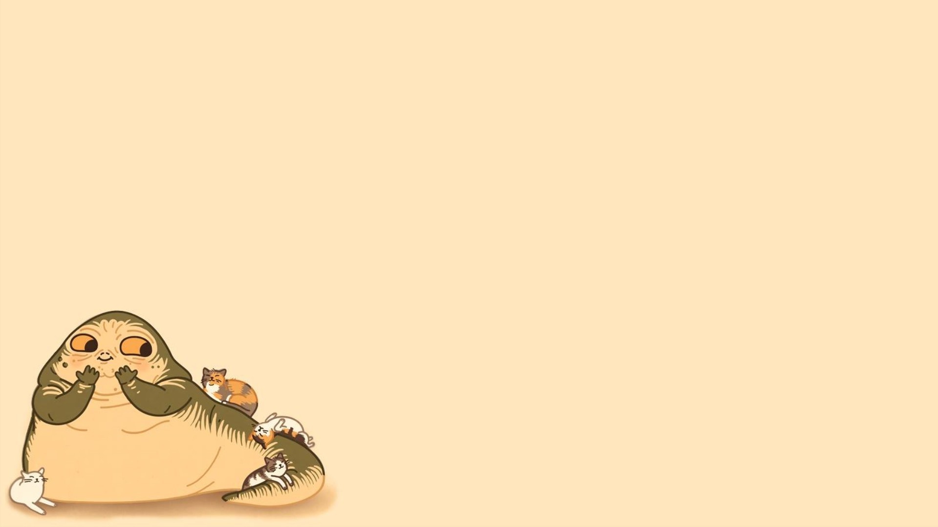 Jabba the Hutt from Star Wars with cats HD Wallpaper