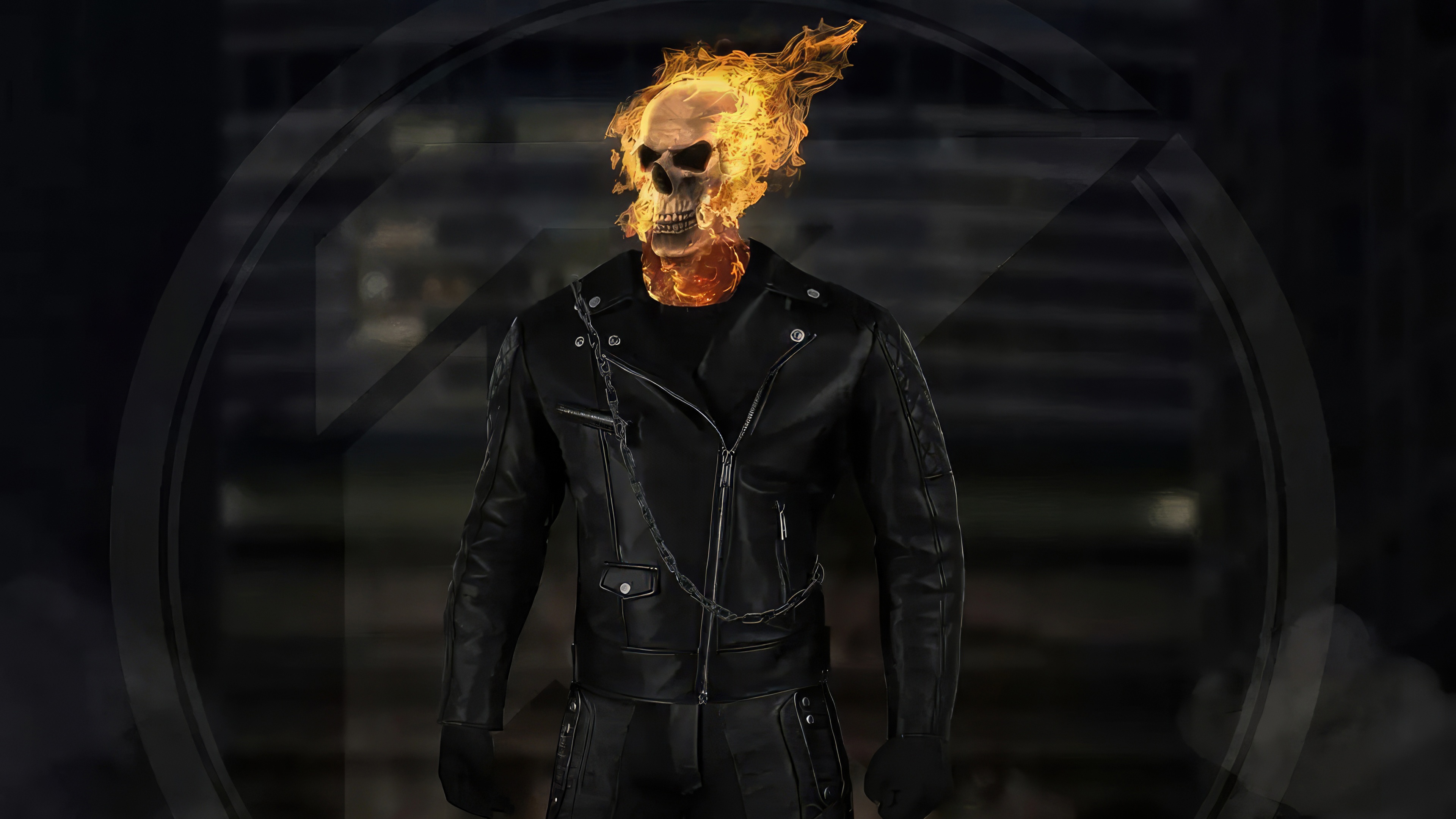 Ghost Rider in a black leather jacket HD Wallpaper