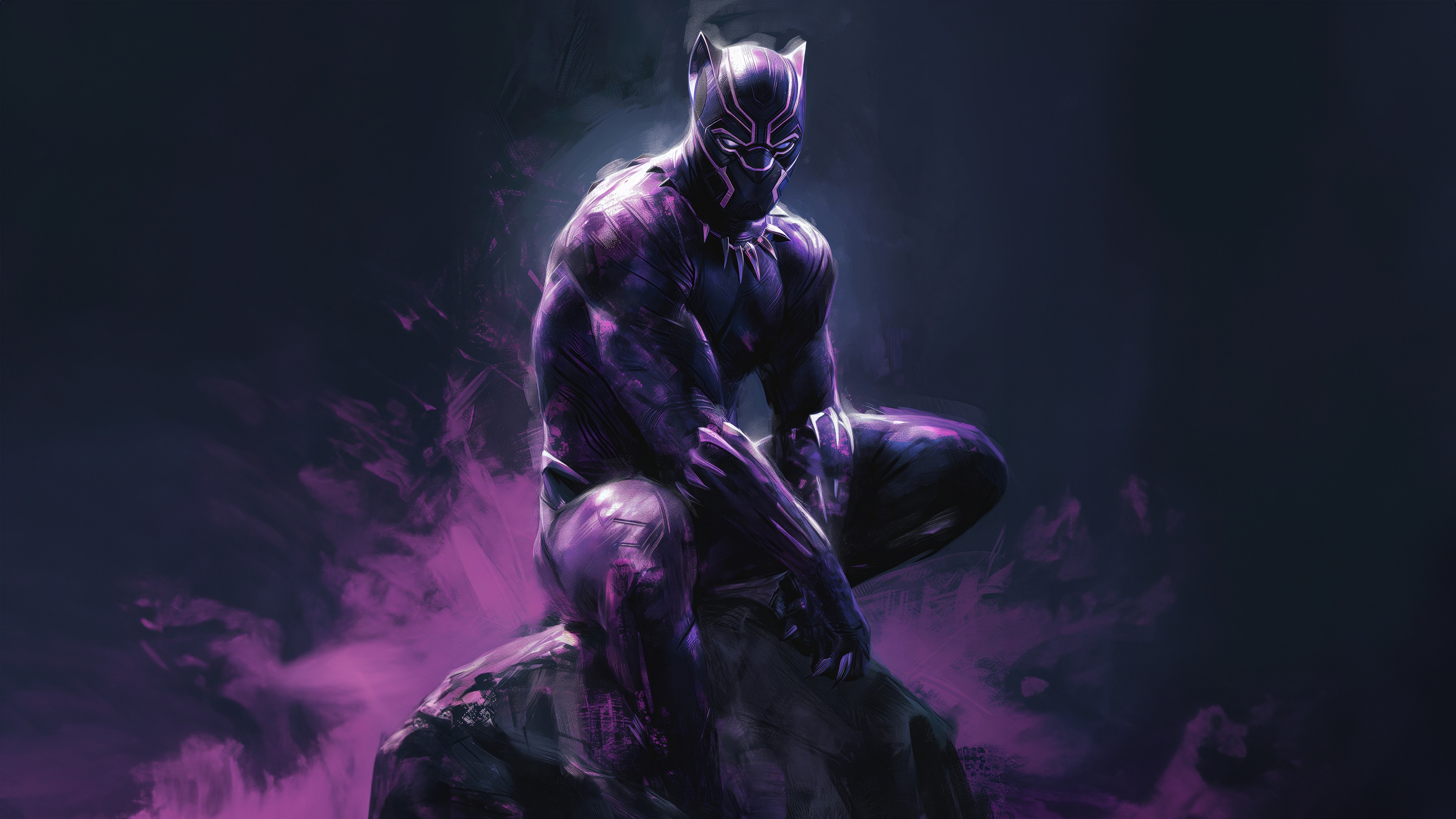 Black Panther Crouching on a Rock HD Wallpaper