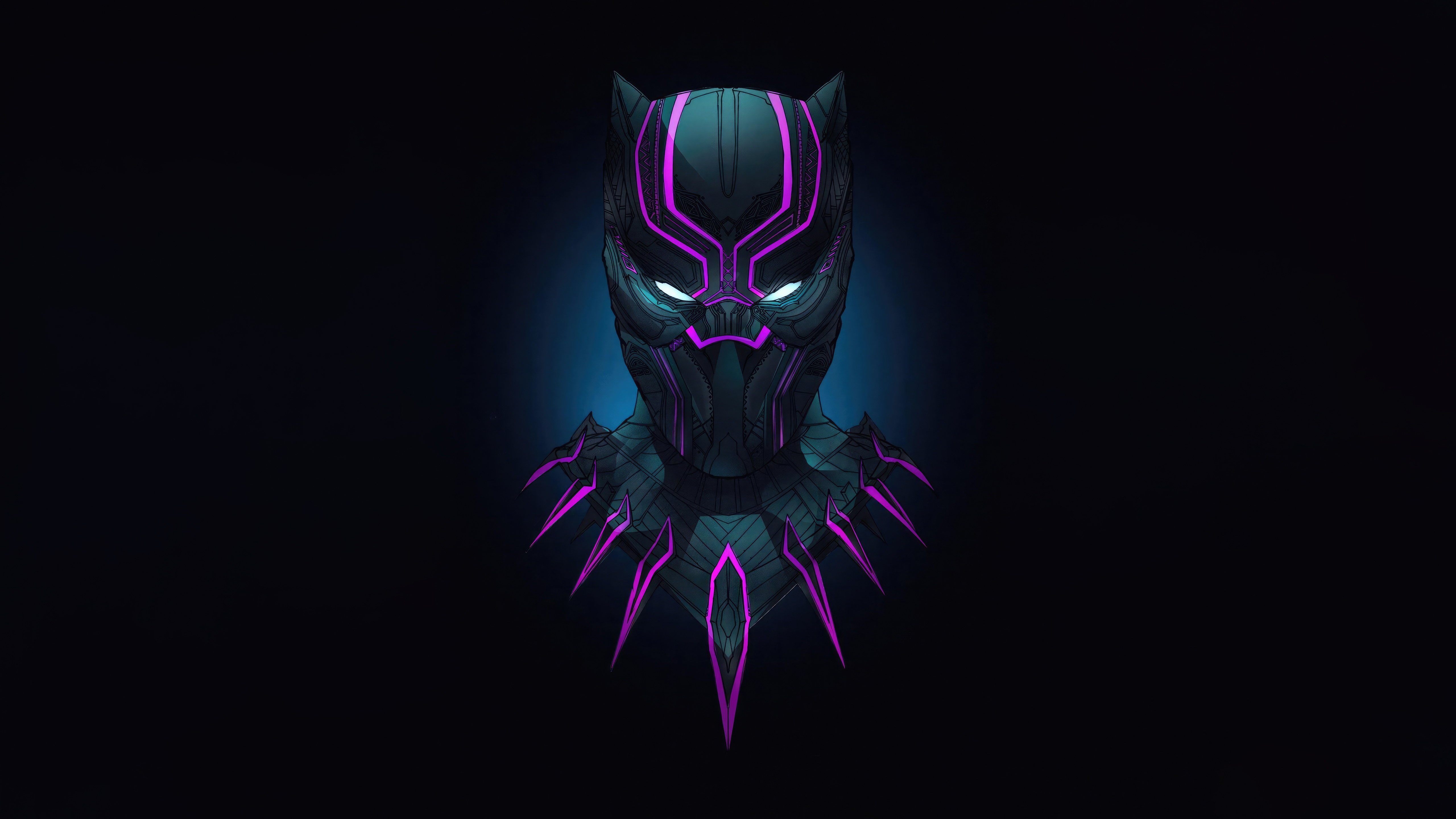 Black Panther Mask with Purple Accents HD Wallpaper