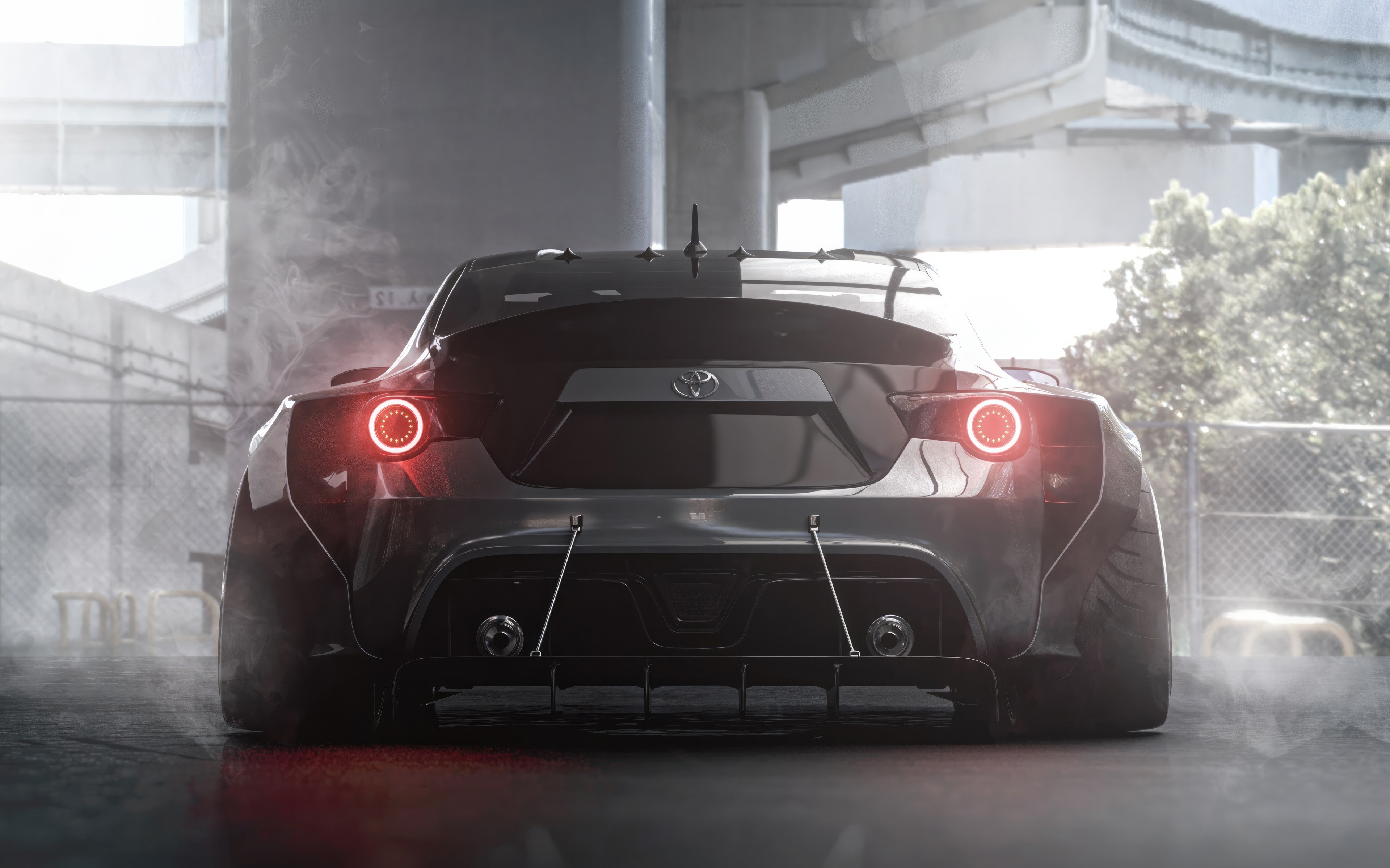 Toyota GT86 Rear View with Smoke HD Wallpaper