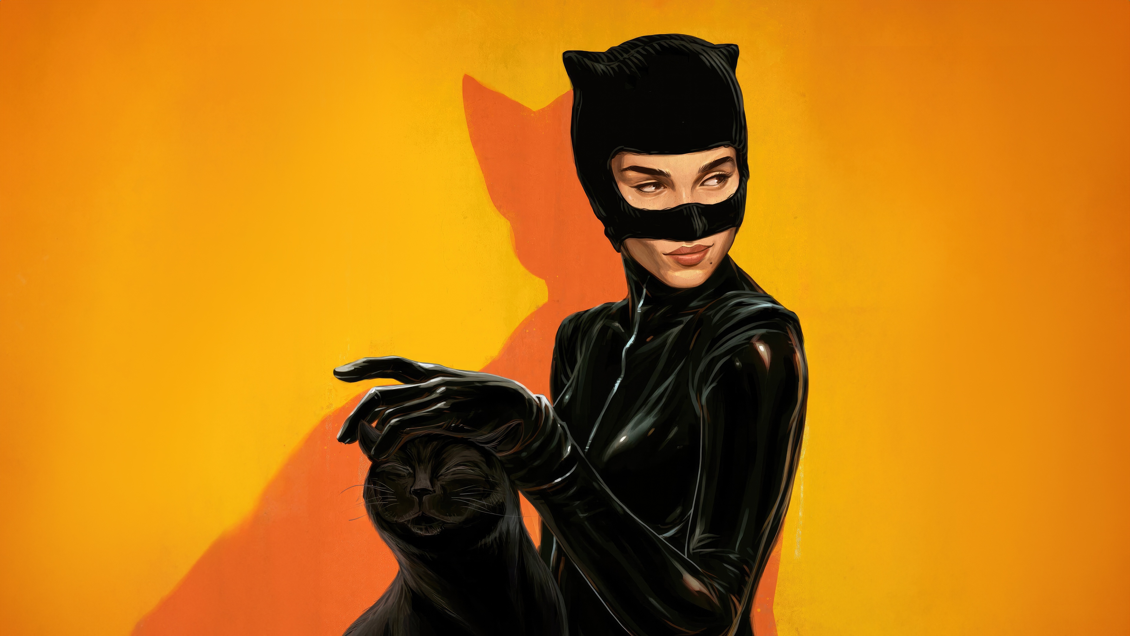 Zoe Kravitz as Catwoman with a black cat HD Wallpaper