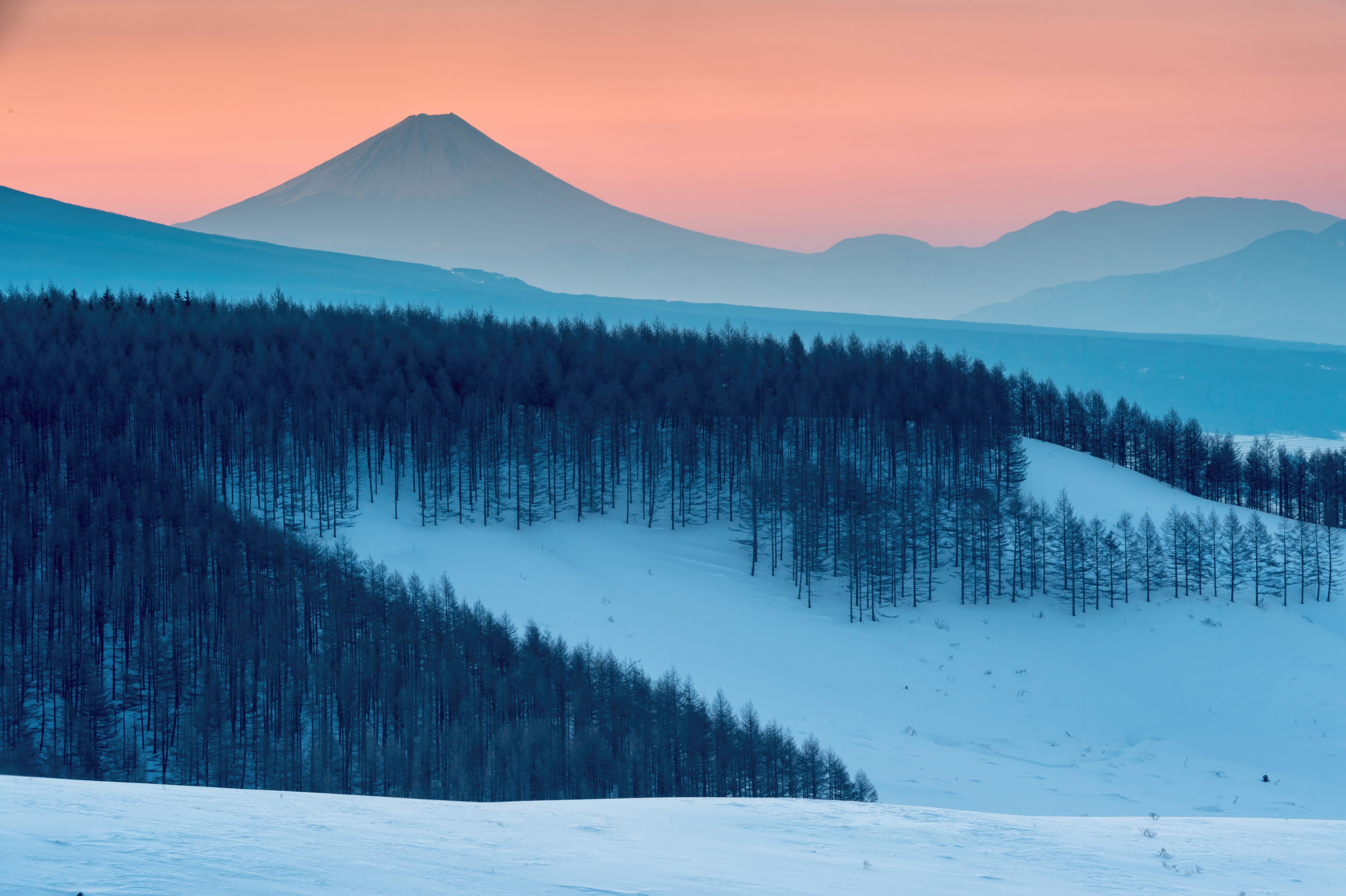 Mount Fuji in Winter Landscape HD Wallpaper