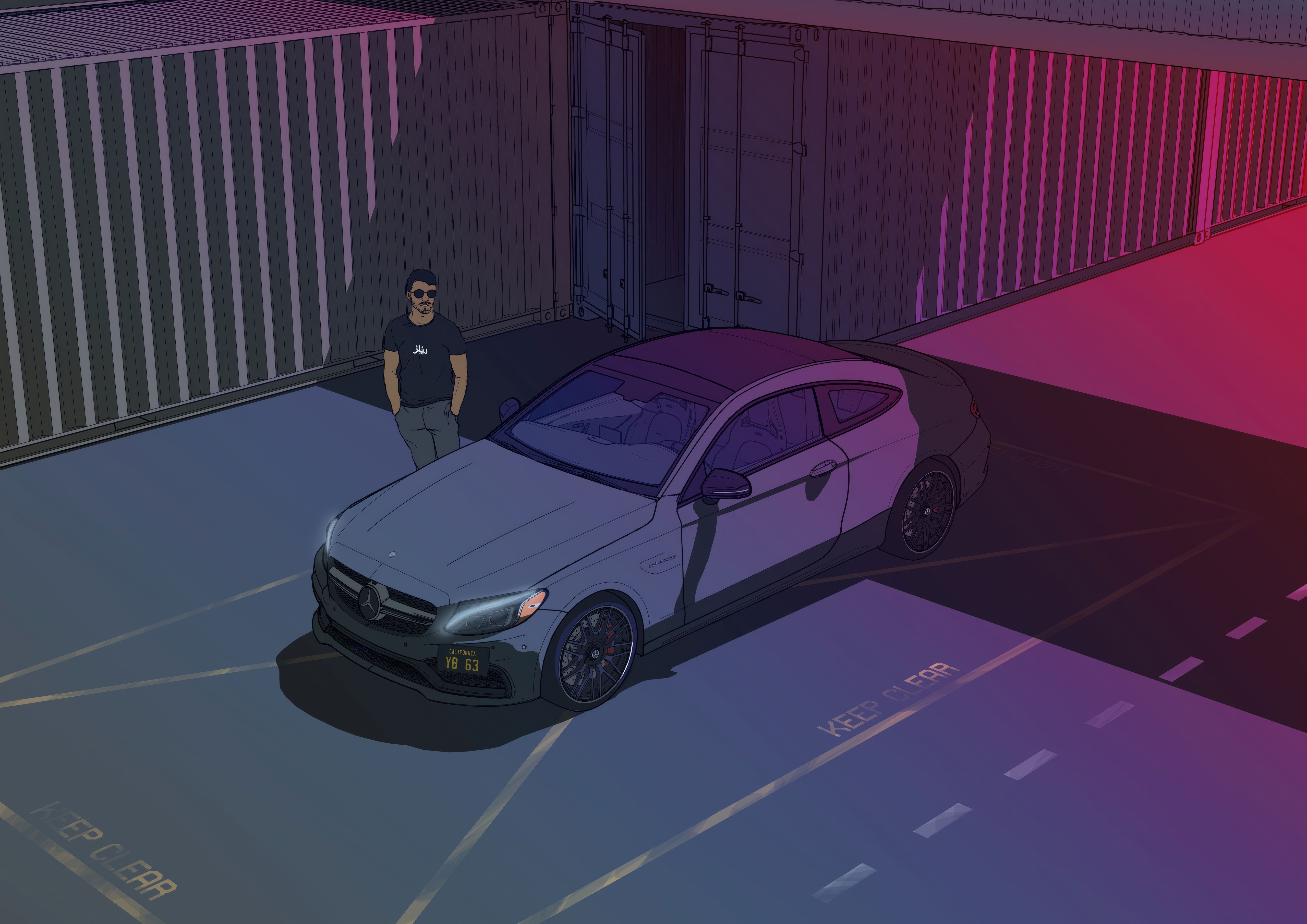 Man and Mercedes-AMG C63s Coupe HD Wallpaper