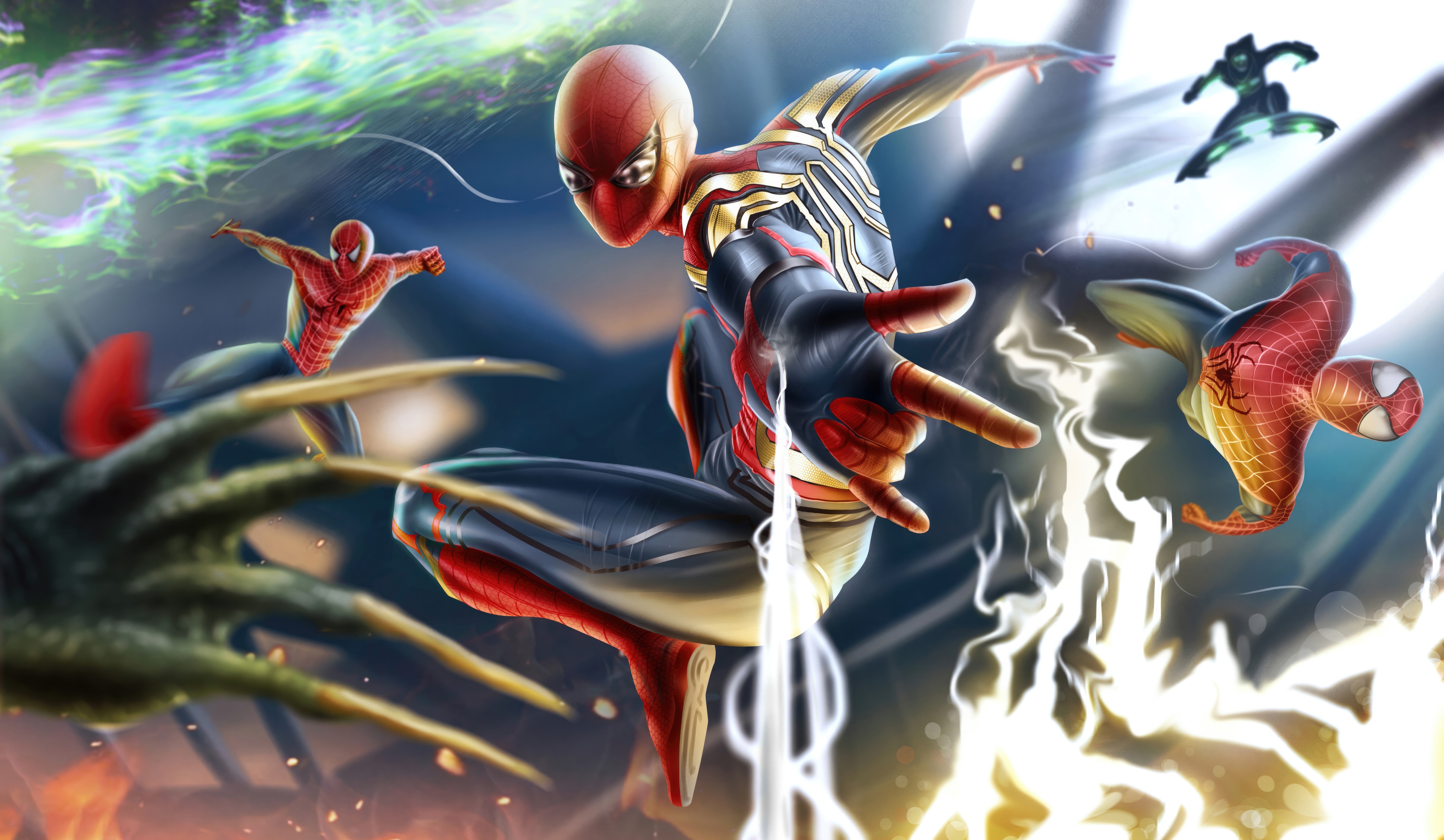 Spider-Verse Characters in Action HD Wallpaper