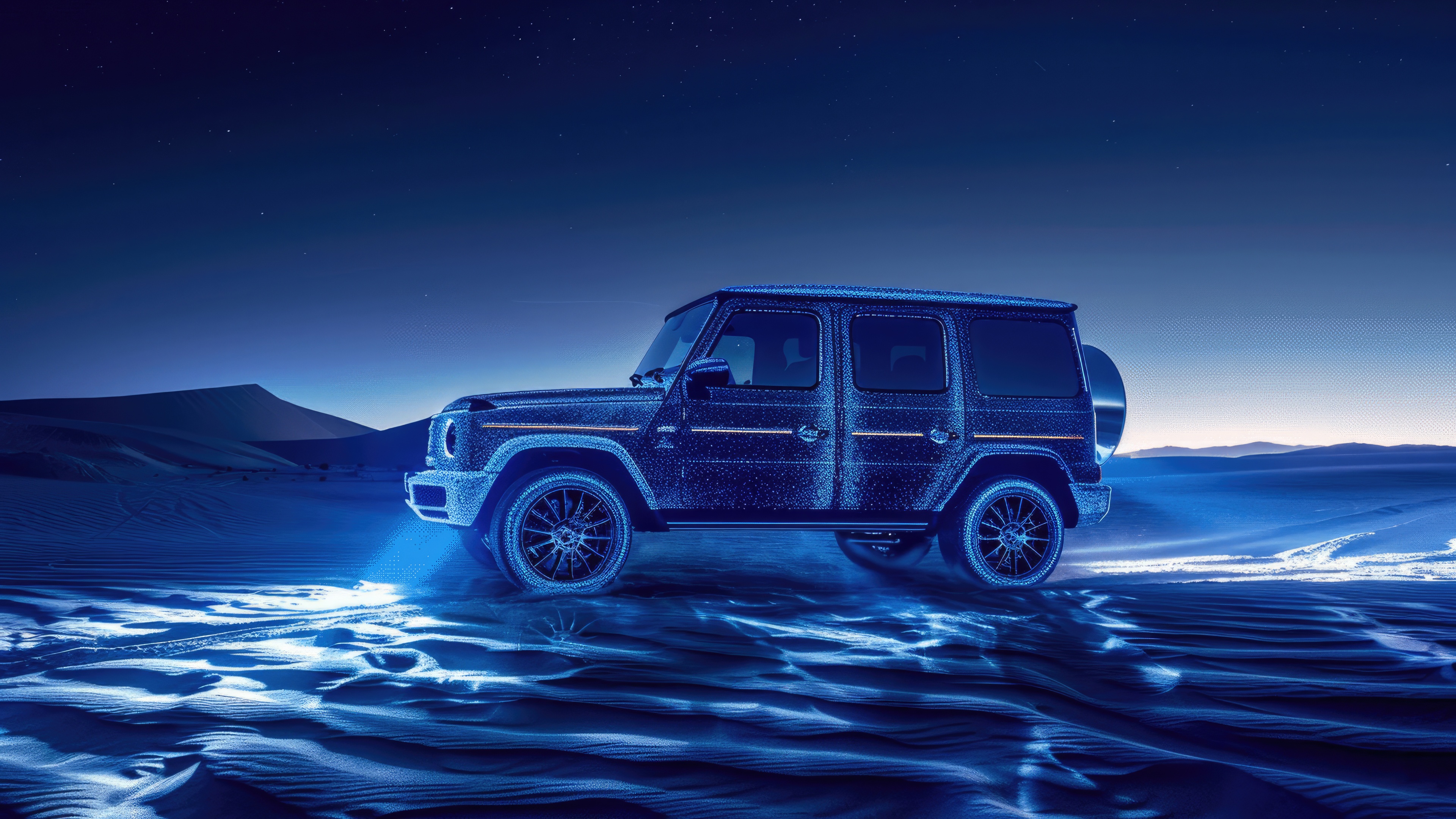 Mercedes-Benz AMG G in a desert at night HD Wallpaper
