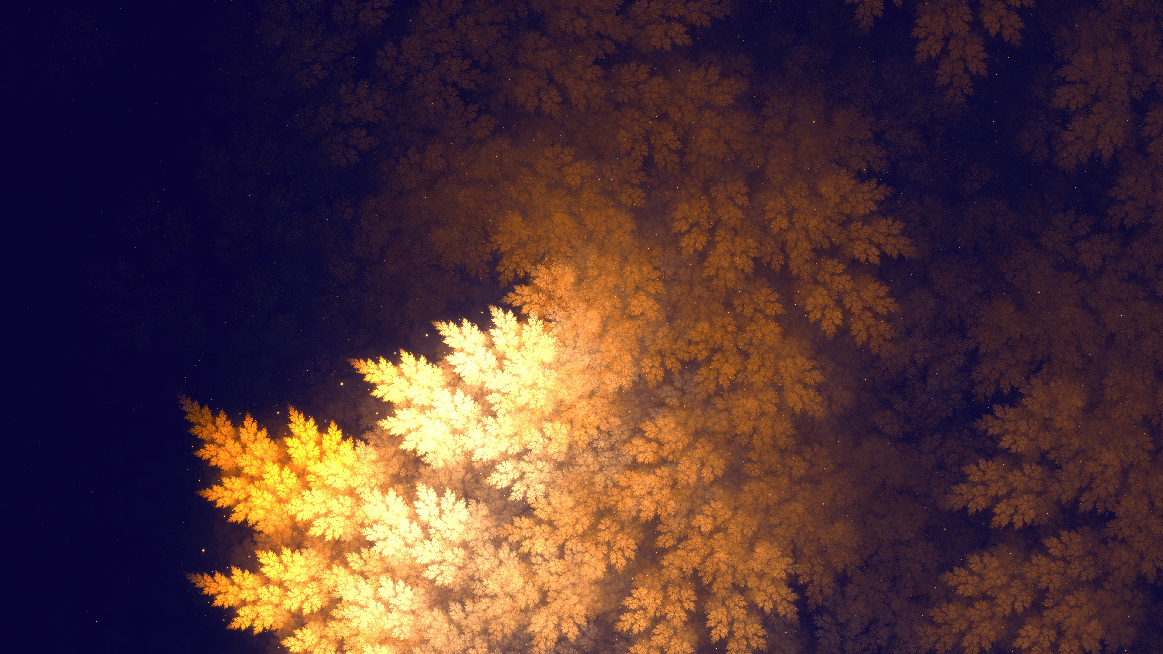 Abstract fractal pattern resembling golden leaves HD Wallpaper