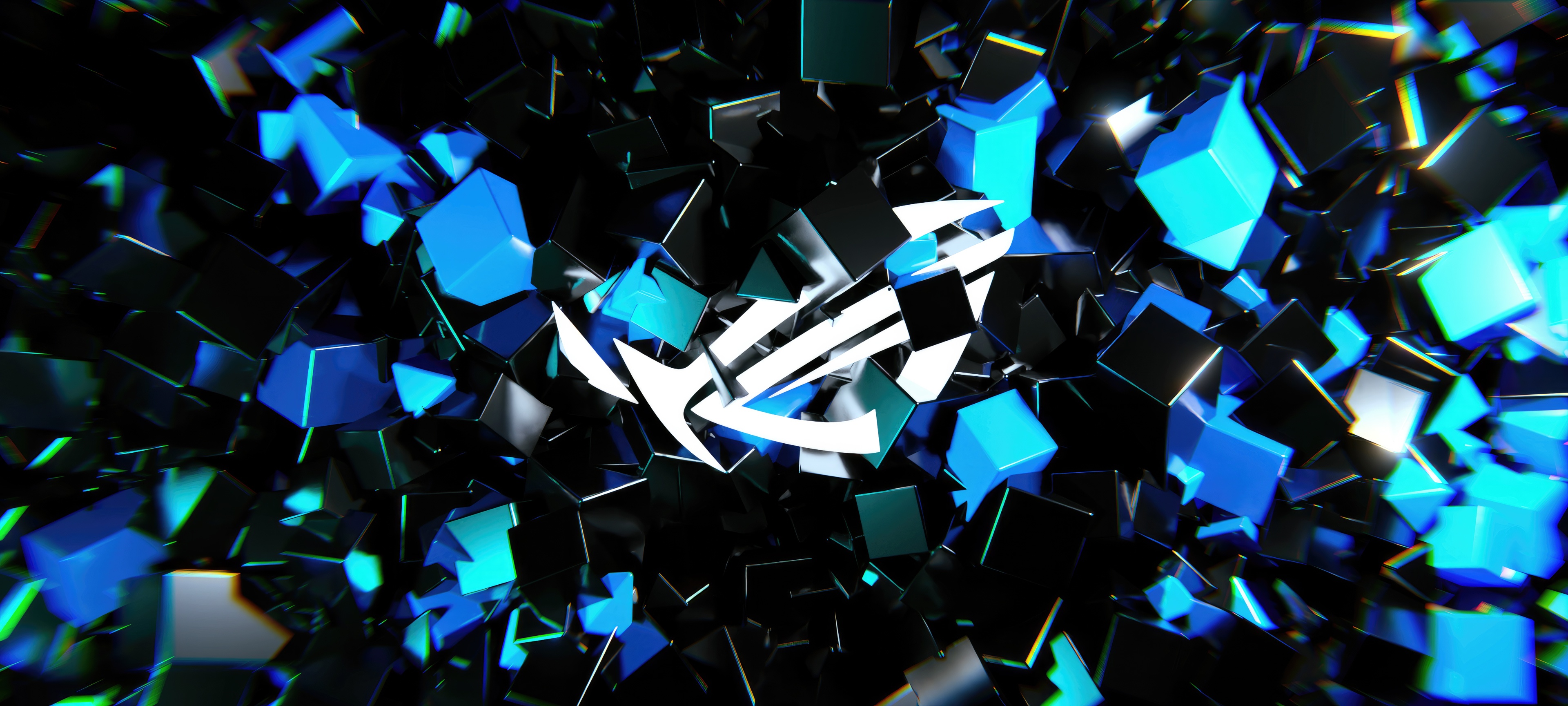 Asus ROG abstract logo with blue and black cubes HD Wallpaper