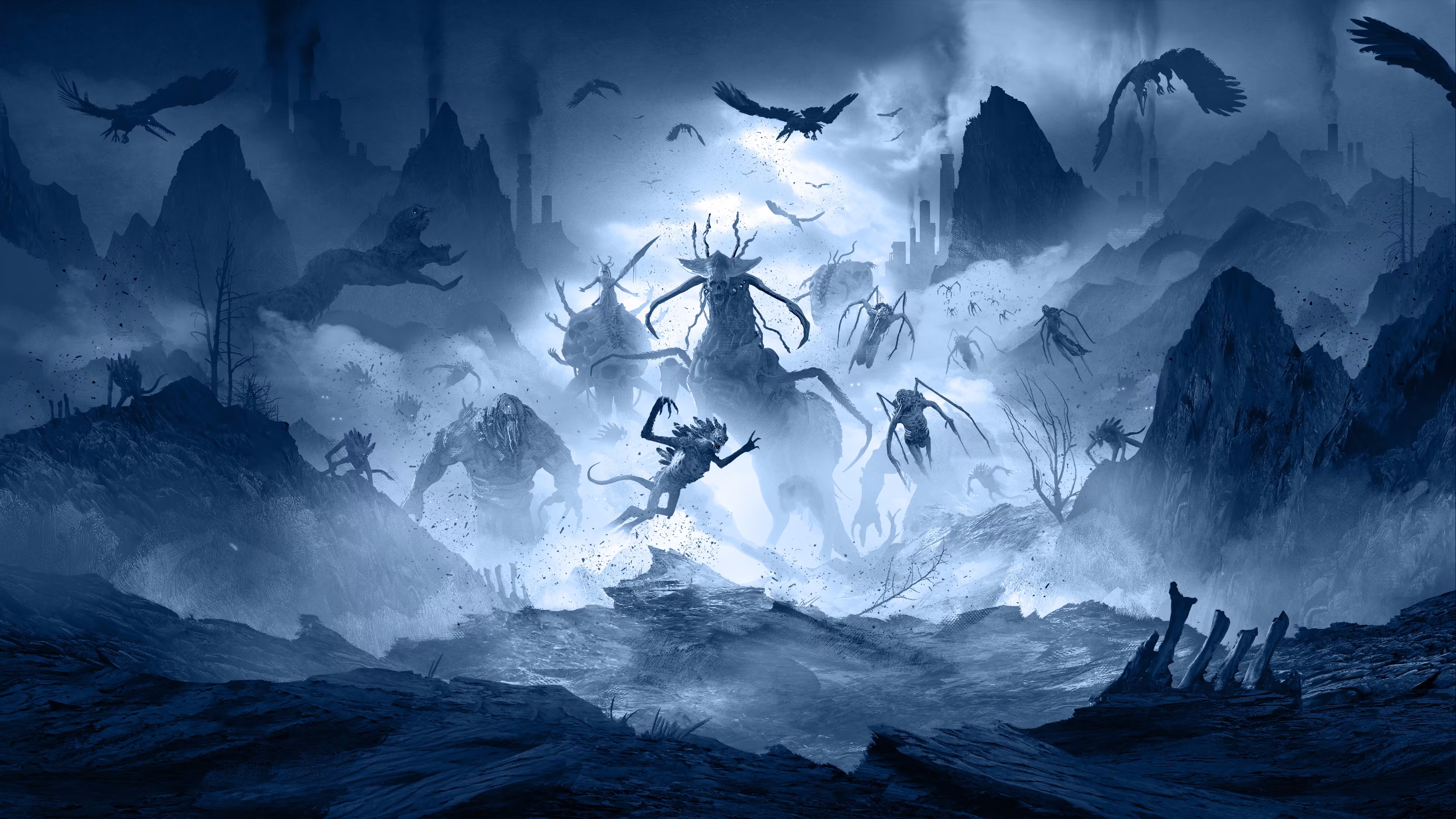 Morbid: The Lords of Ire creatures in a misty landscape HD Wallpaper