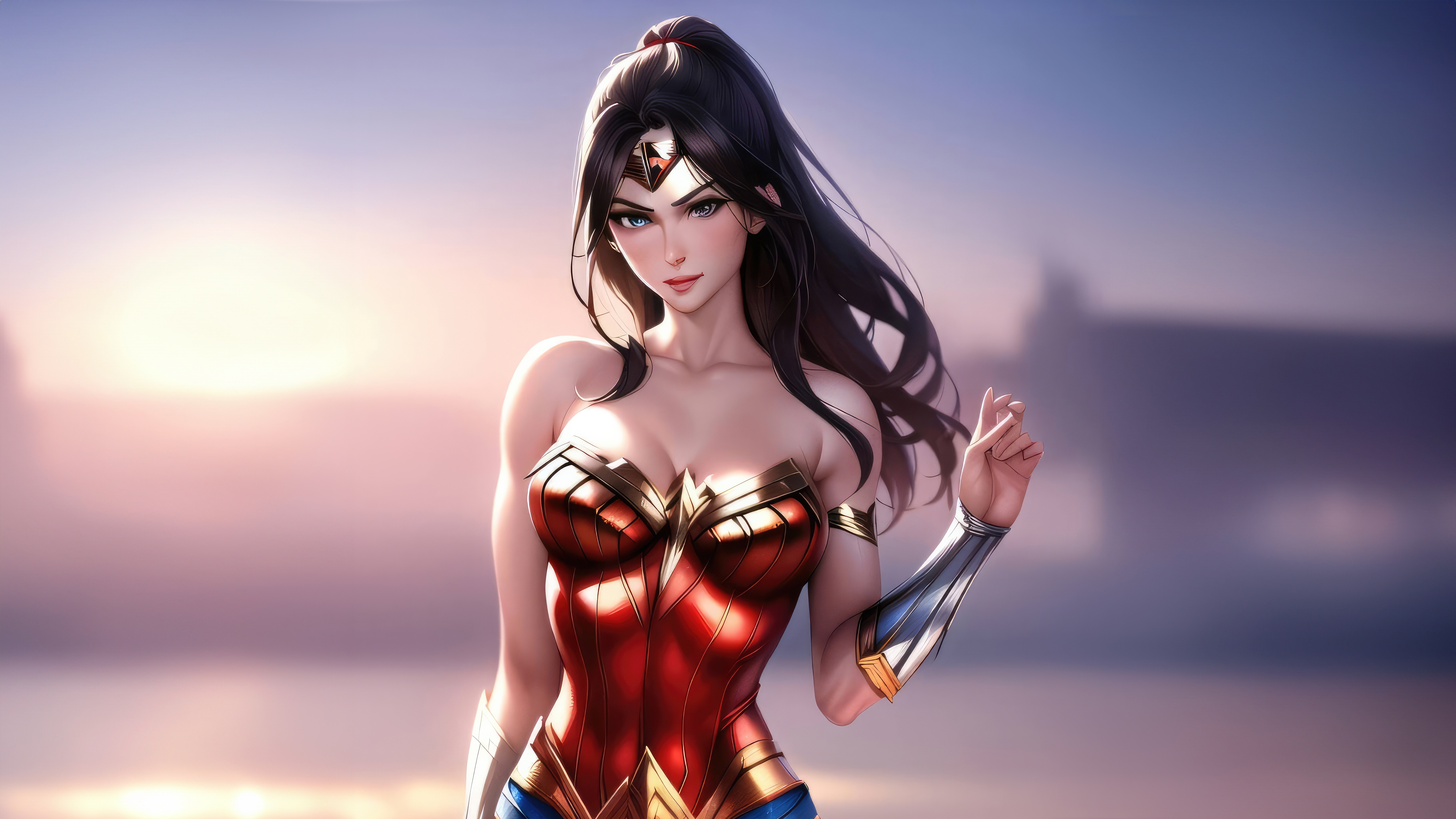 Wonder Woman in a Majestic Stance HD Wallpaper