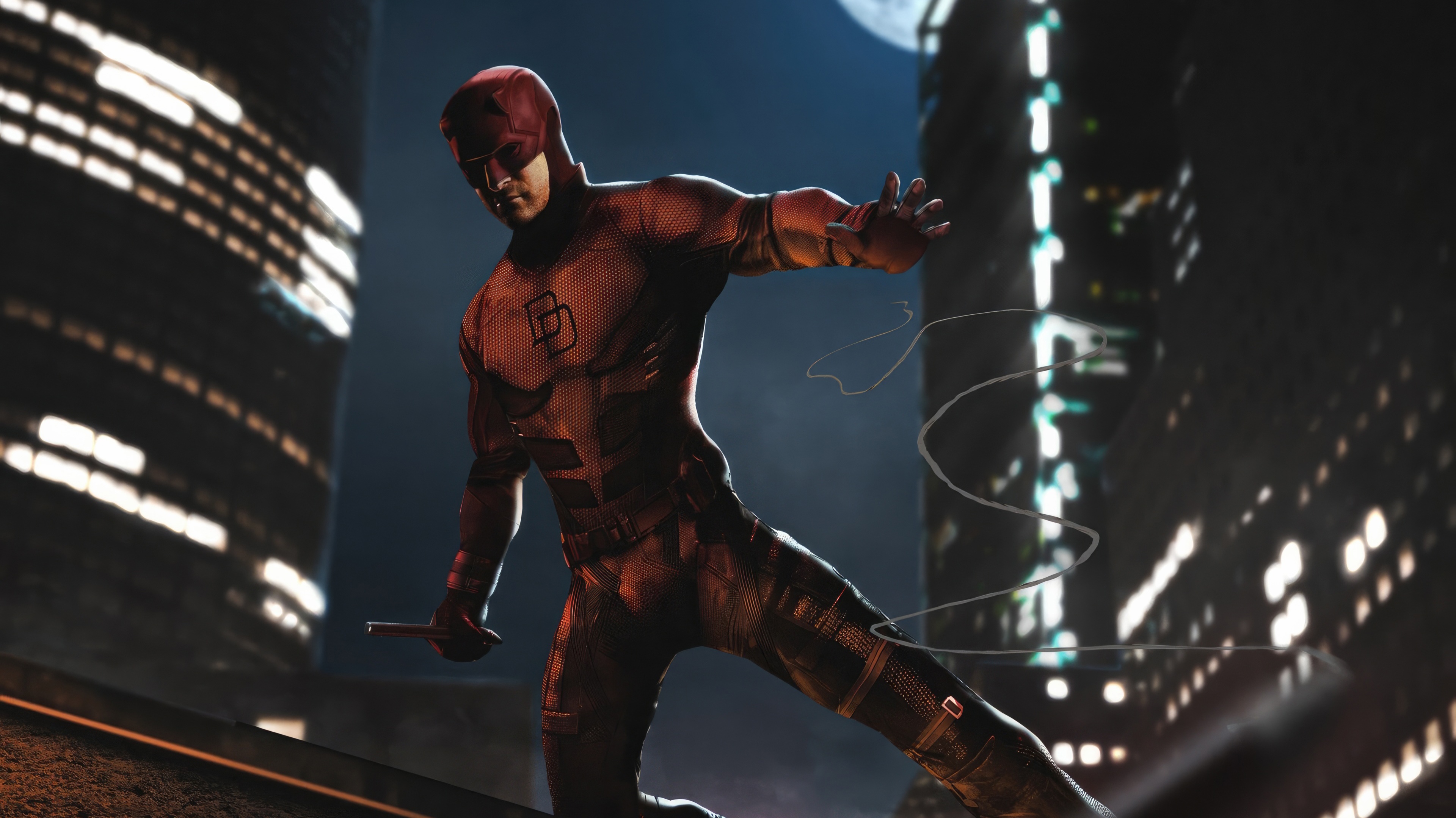 Daredevil in a city at night HD Wallpaper