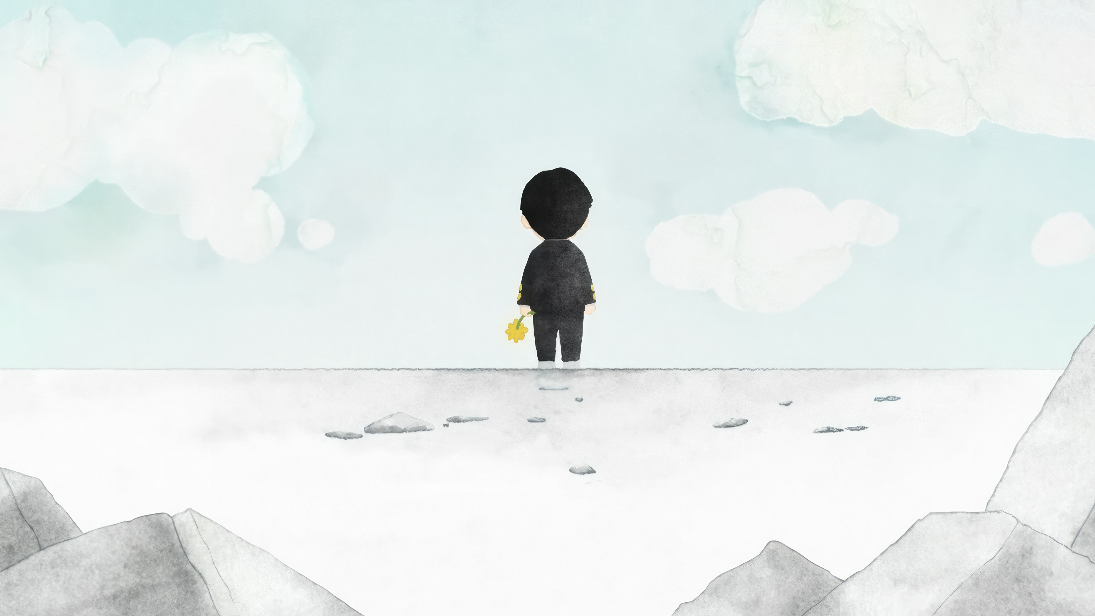 Mob Psycho 100 character with yellow flowers HD Wallpaper