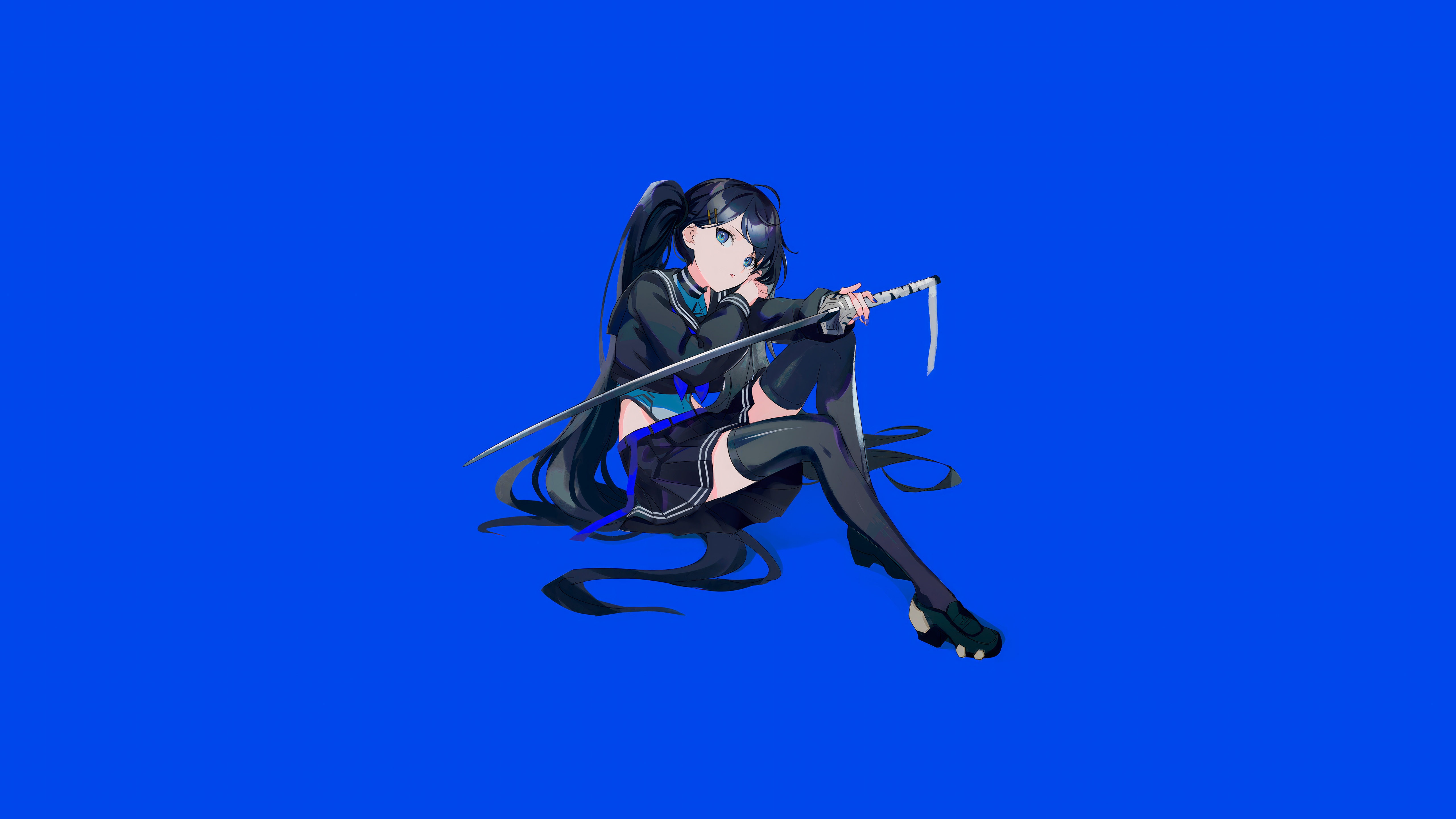 Blue Archive Anime Girl with Katana HD Wallpaper