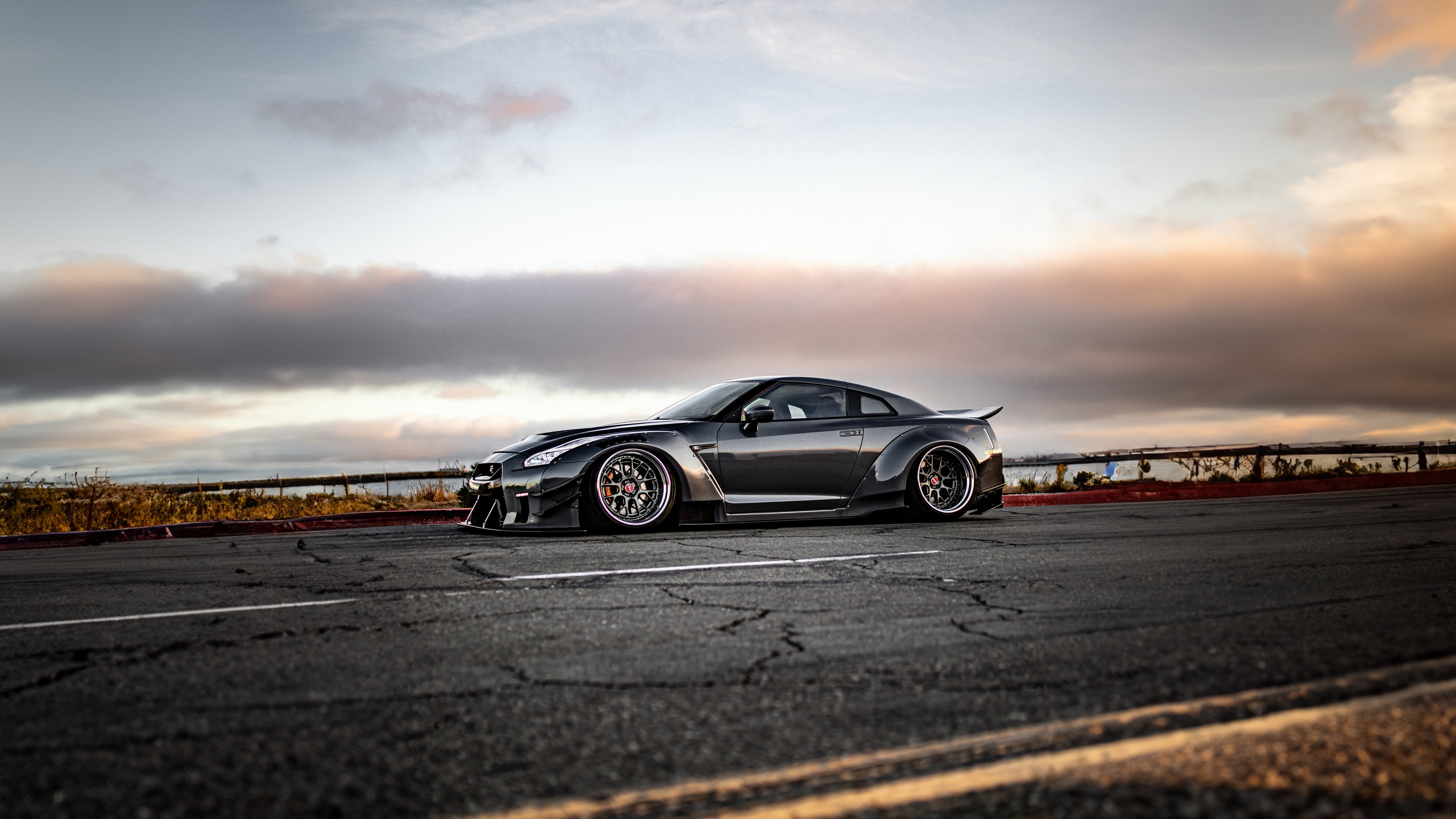 Grey Nissan GTR on a Road HD Wallpaper