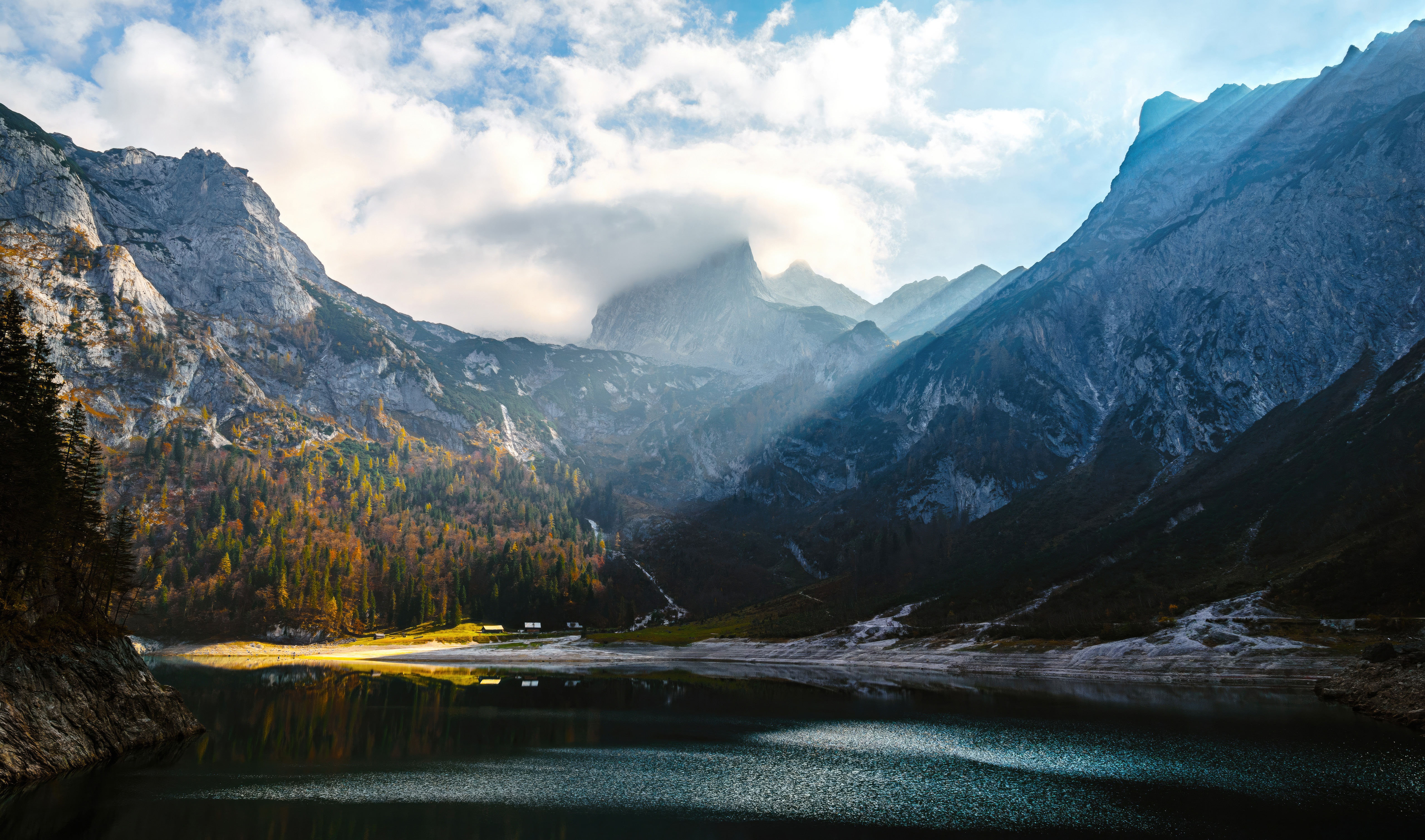 Sunbeams on Mountains over a Lake HD Wallpaper