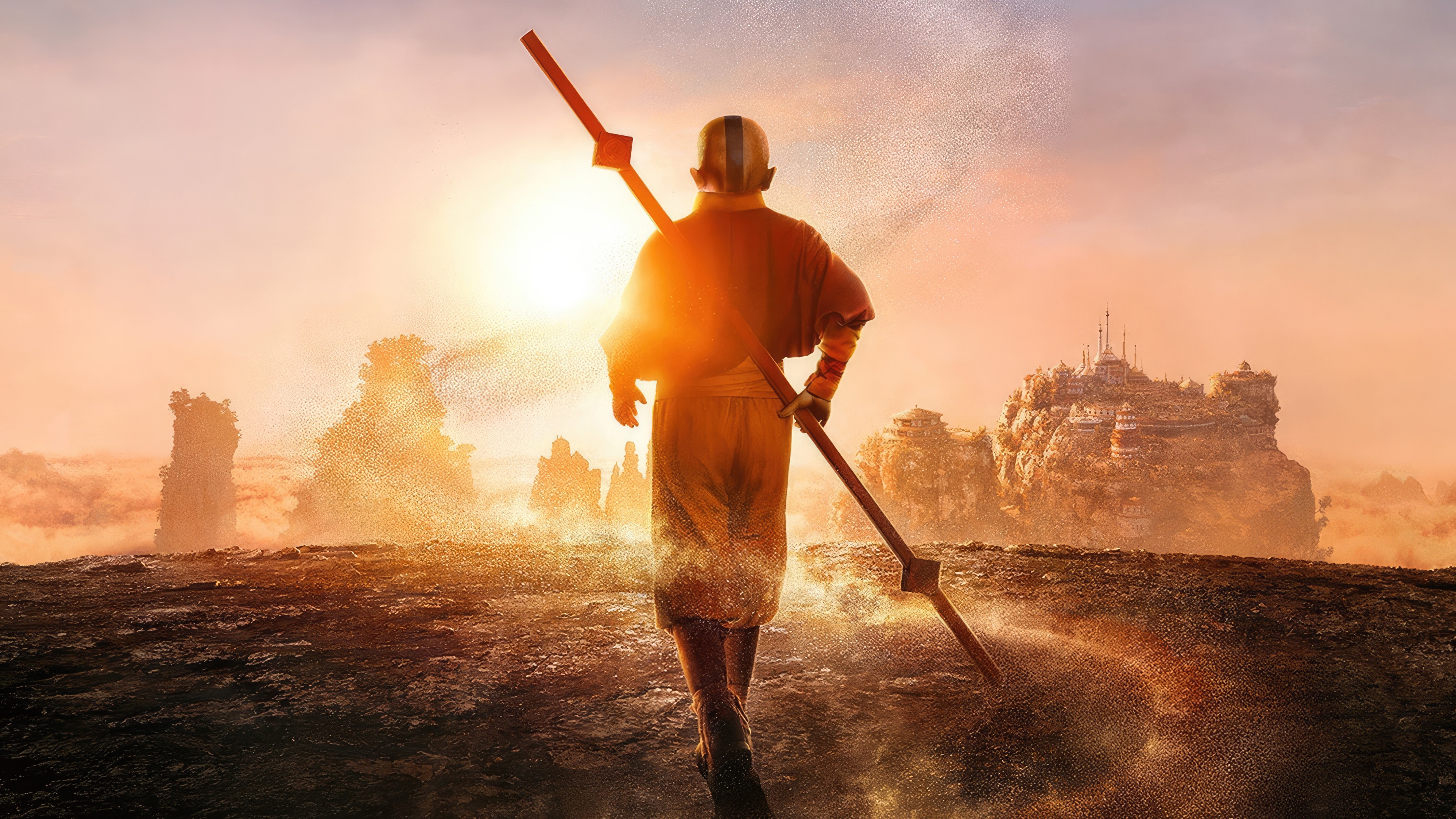 Netflix Avatar The Last Airbender Aang with Staff HD Wallpaper