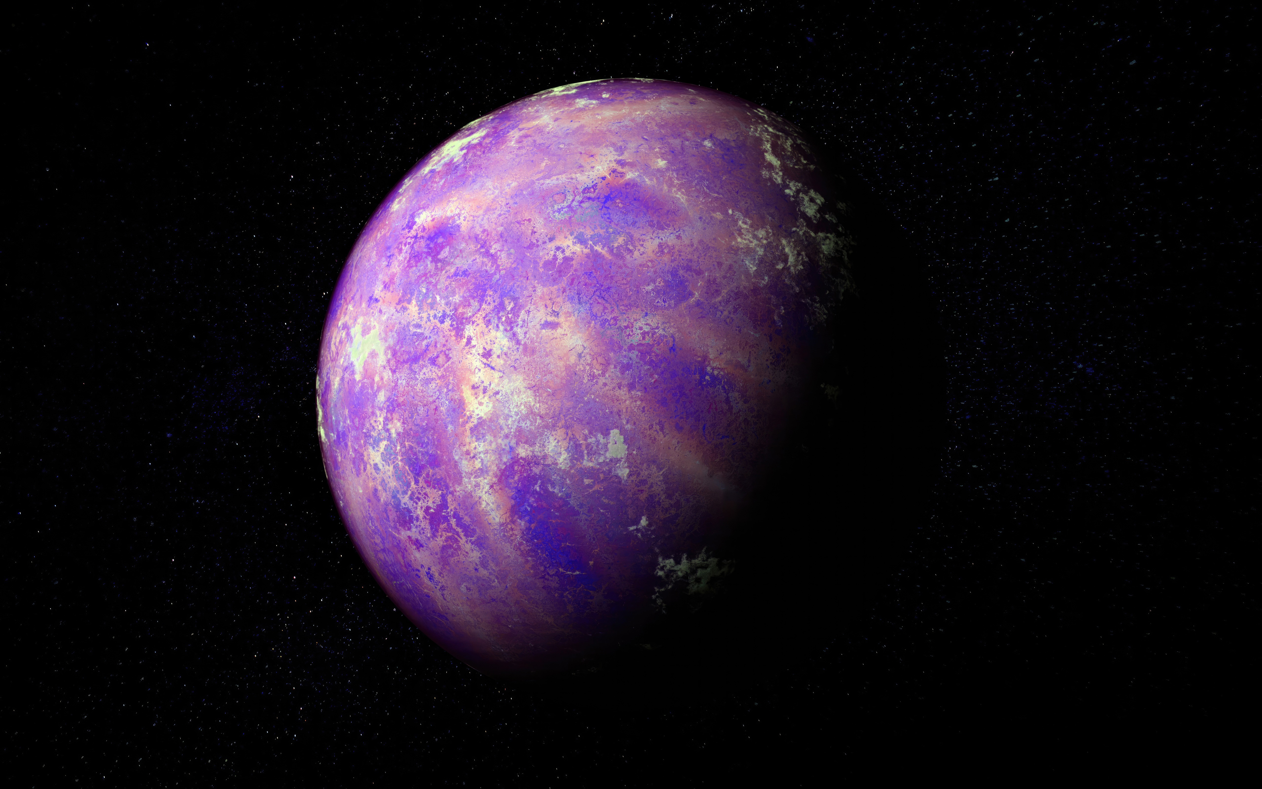 Purple planet in starry space HD Wallpaper