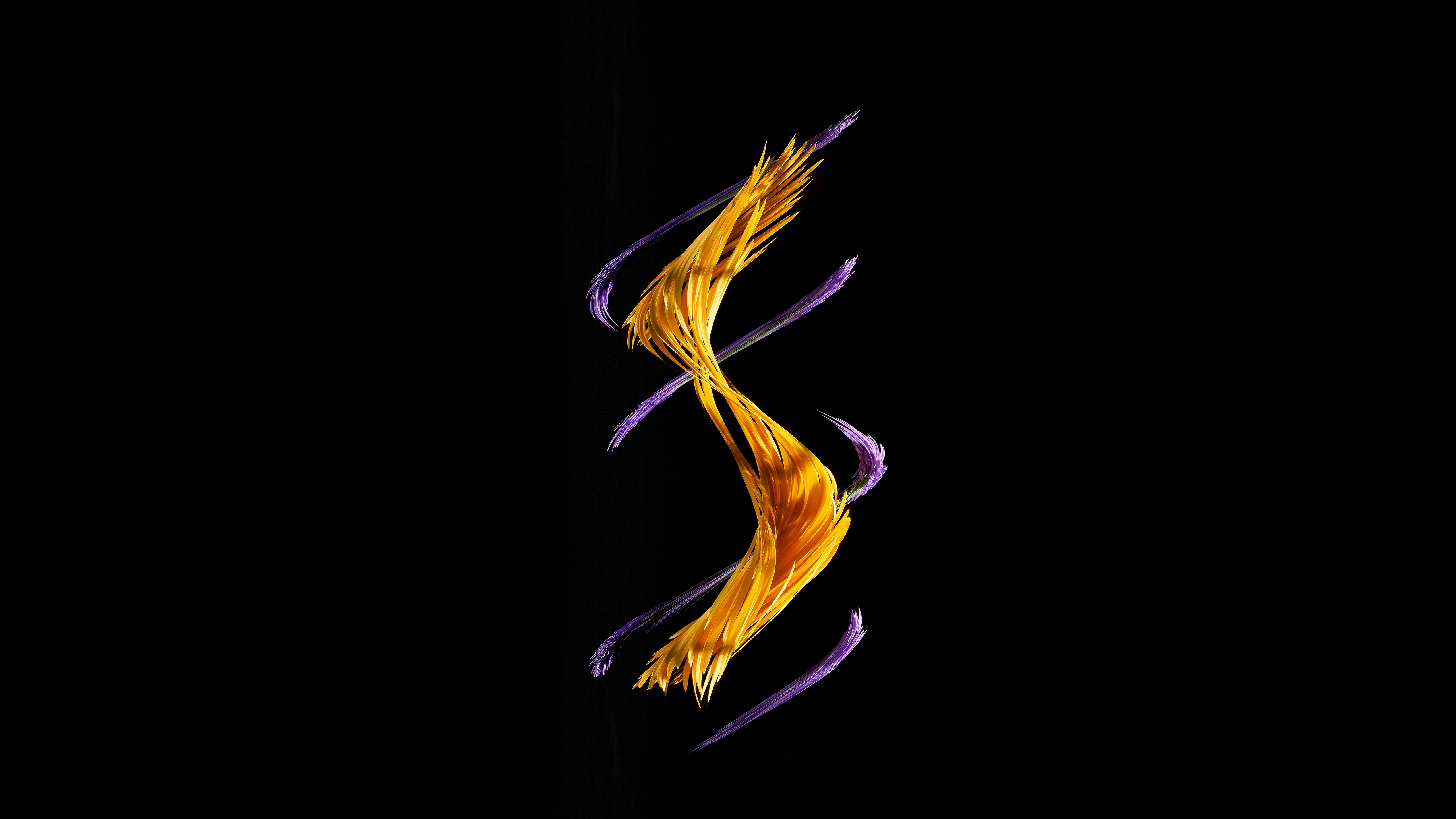 Abstract Yellow and Purple Swirls on Black HD Wallpaper