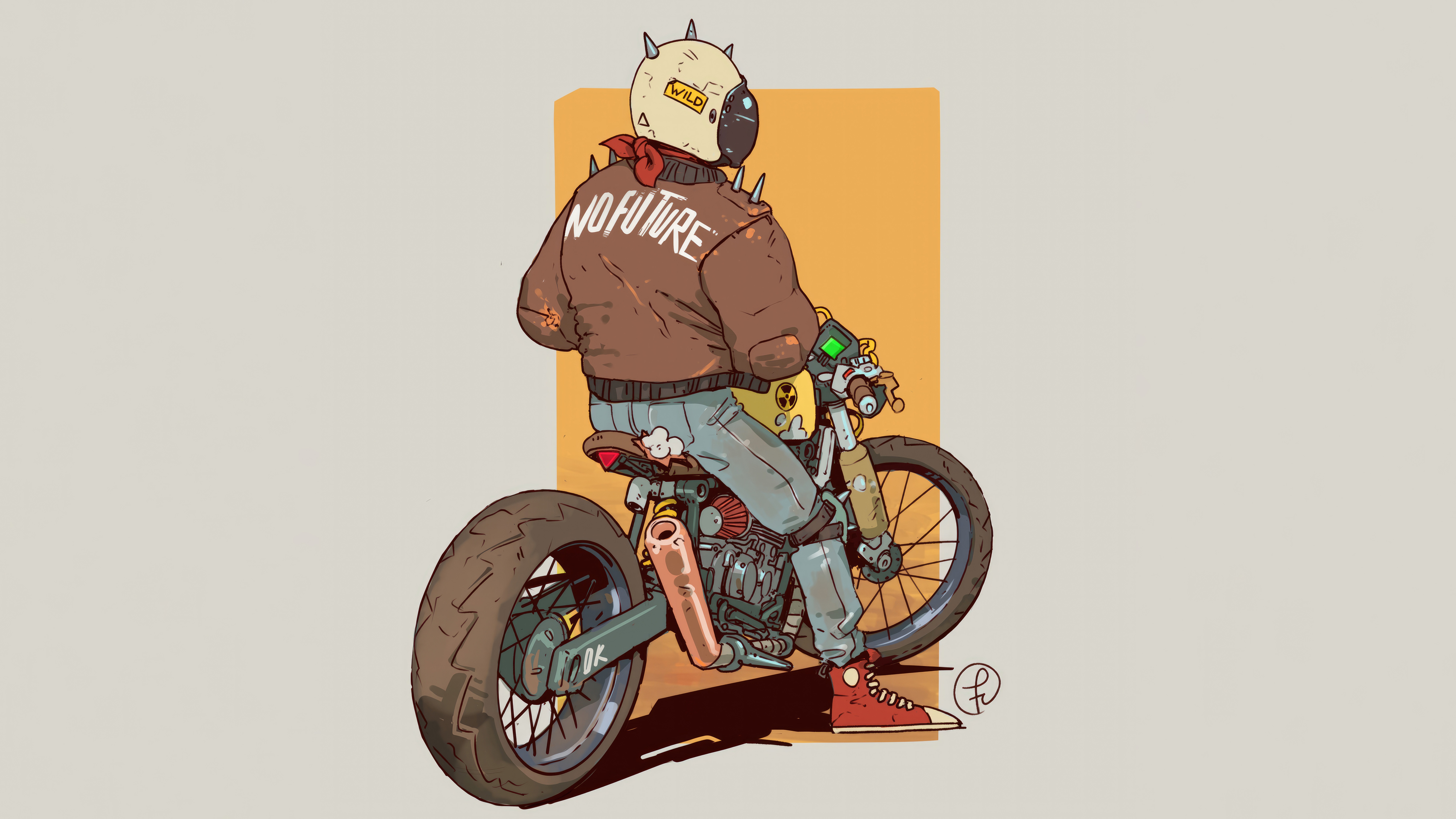 Wasteland Rider on a Motorcycle HD Wallpaper