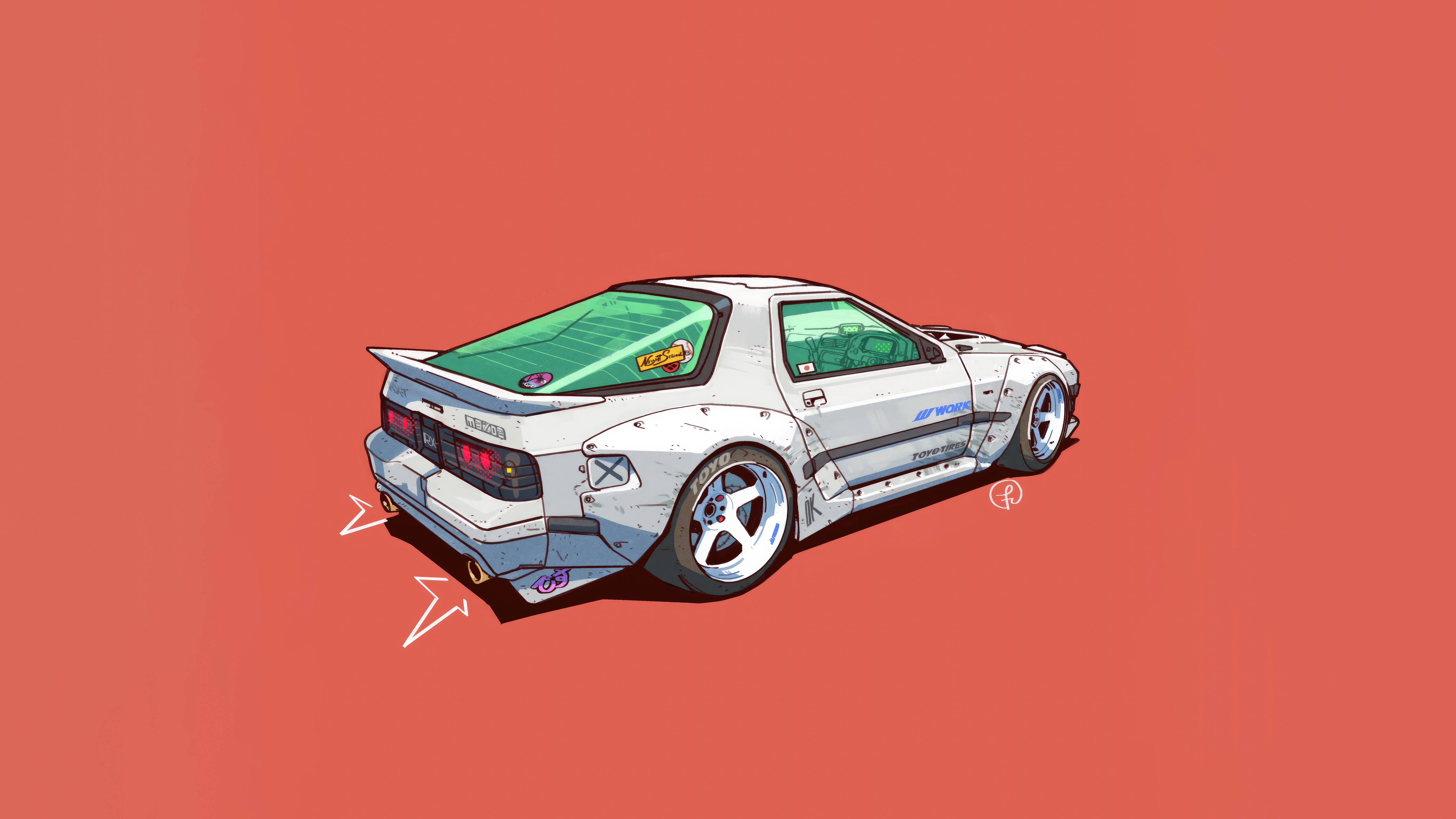 White Mazda RX-7 FC with widebody kit HD Wallpaper