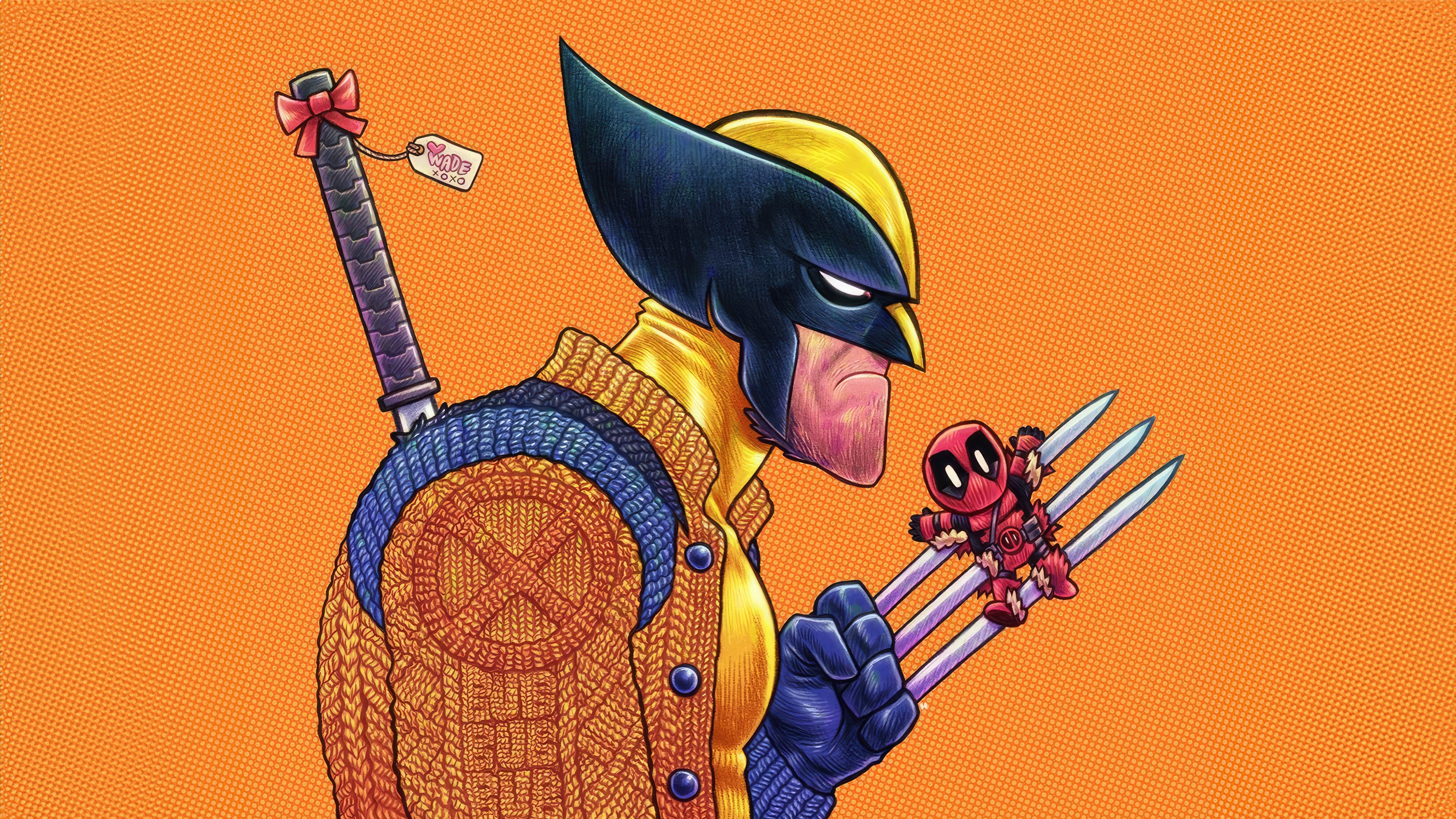 Chibi Wolverine and Deadpool HD Wallpaper