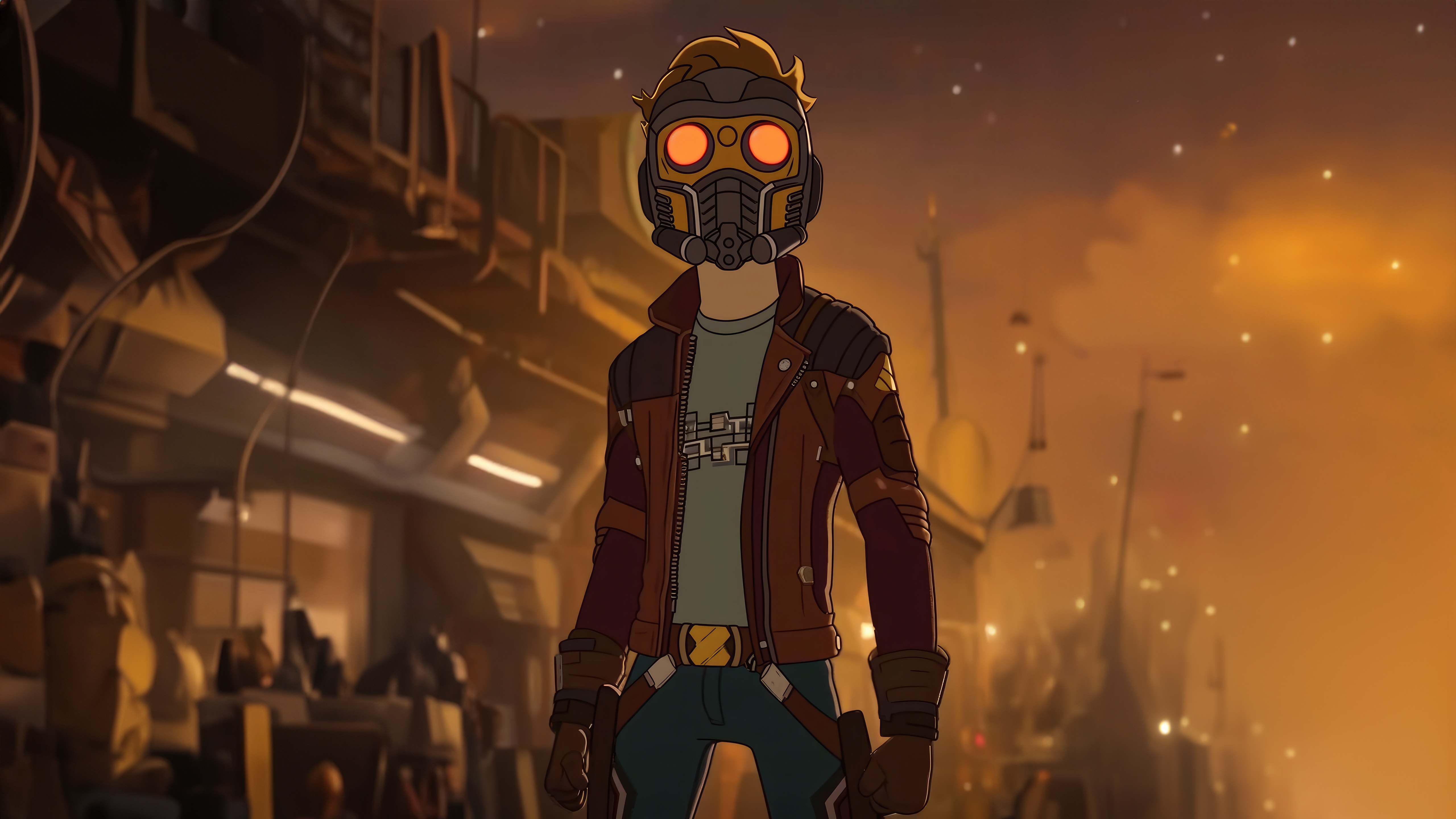 Star-Lord and Morty in animated style HD Wallpaper