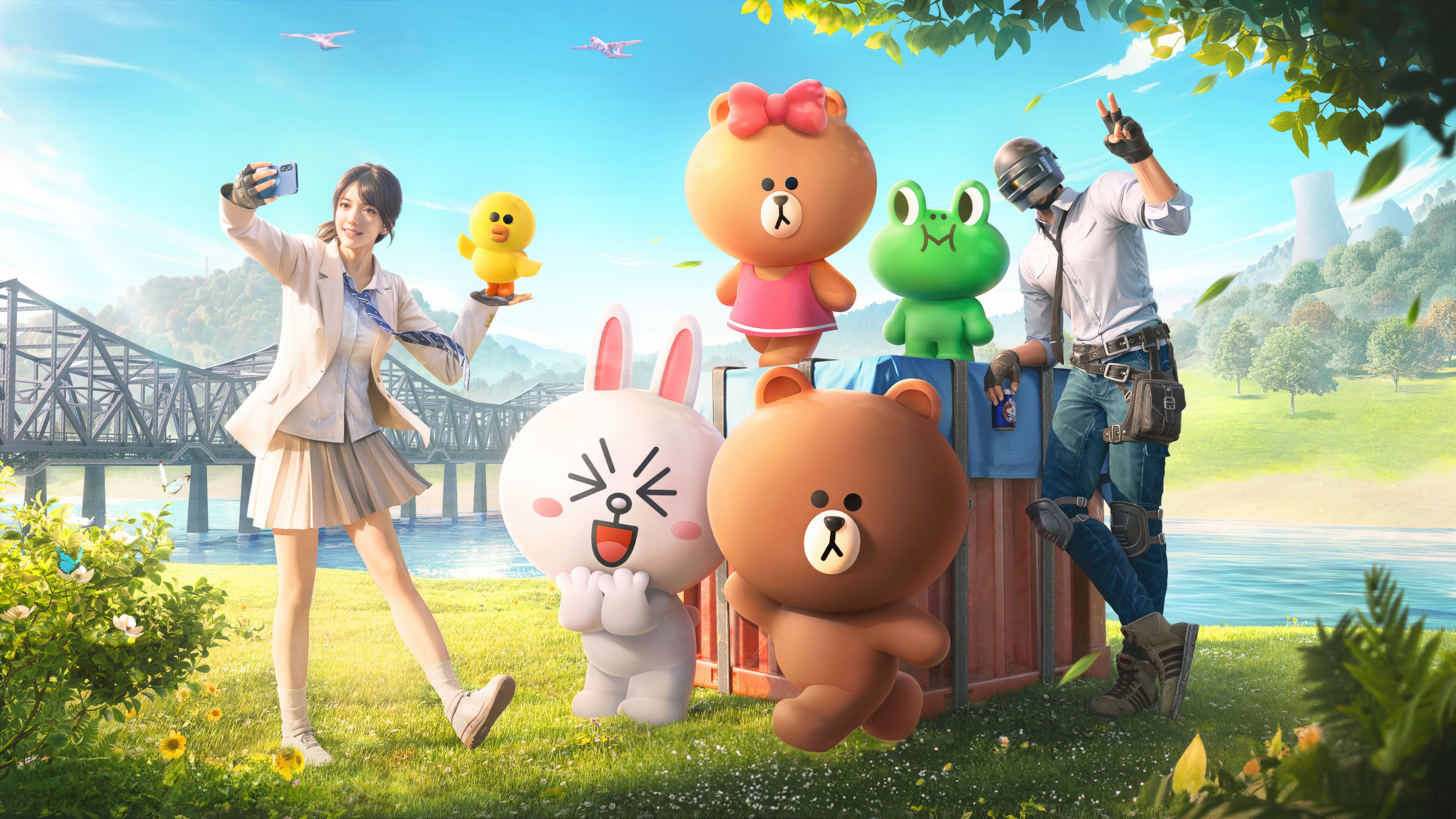 PUBG x LINE FRIENDS collaboration characters HD Wallpaper