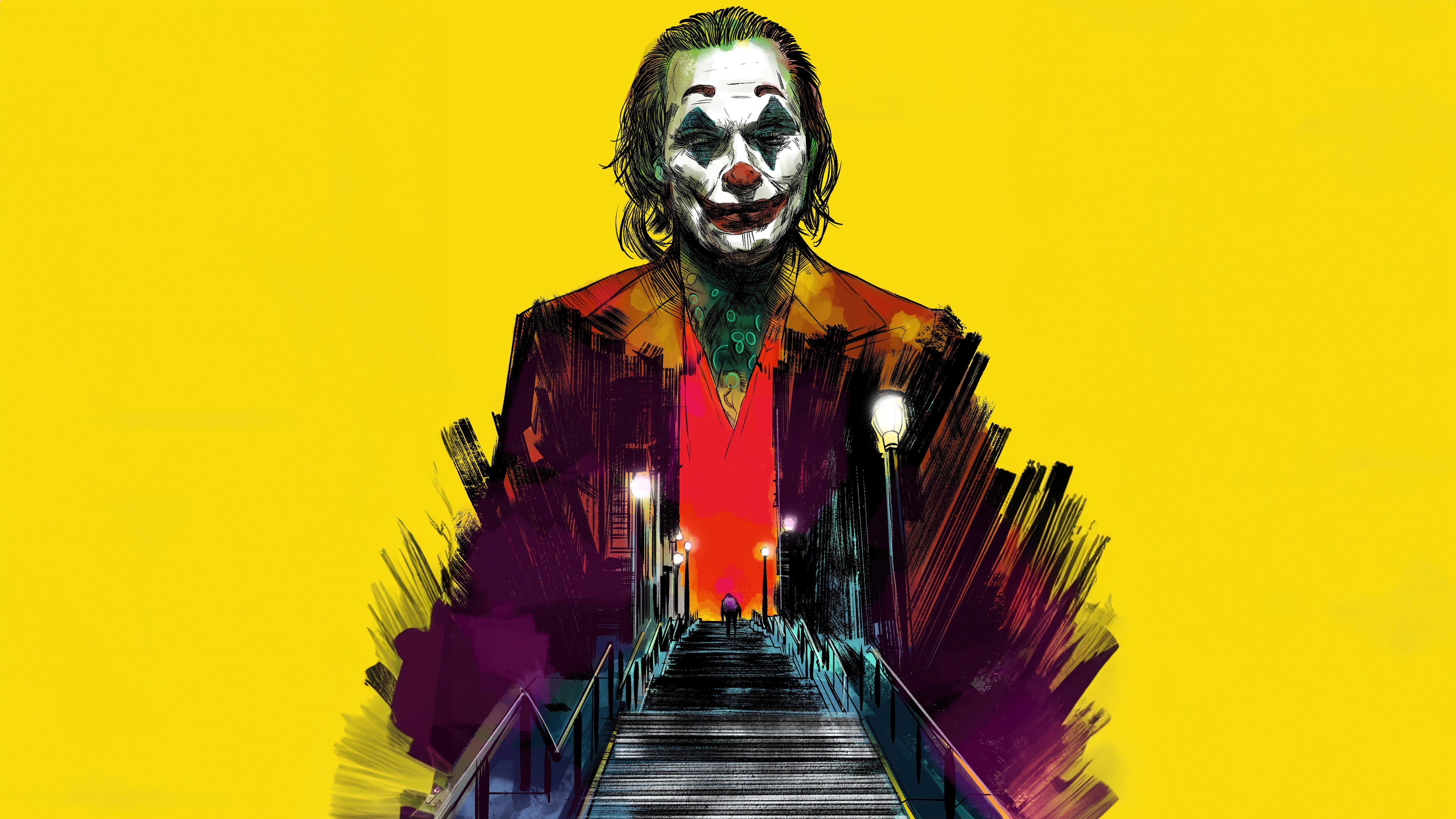 Joker on Stairs HD Wallpaper