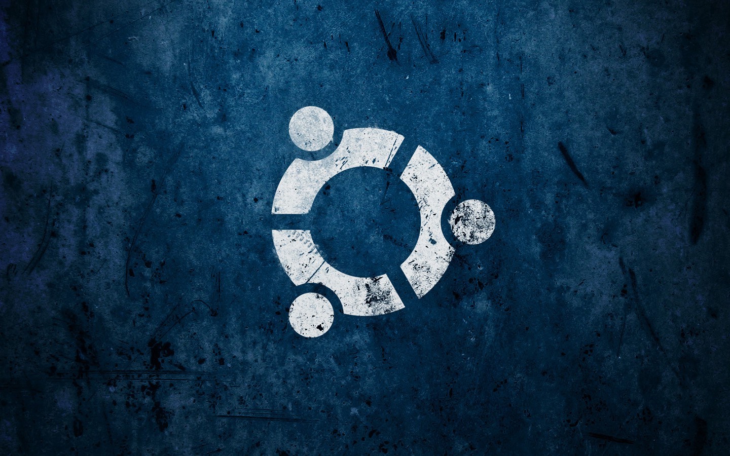 Ubuntu Linux logo on a dark blue textured background HD Wallpaper