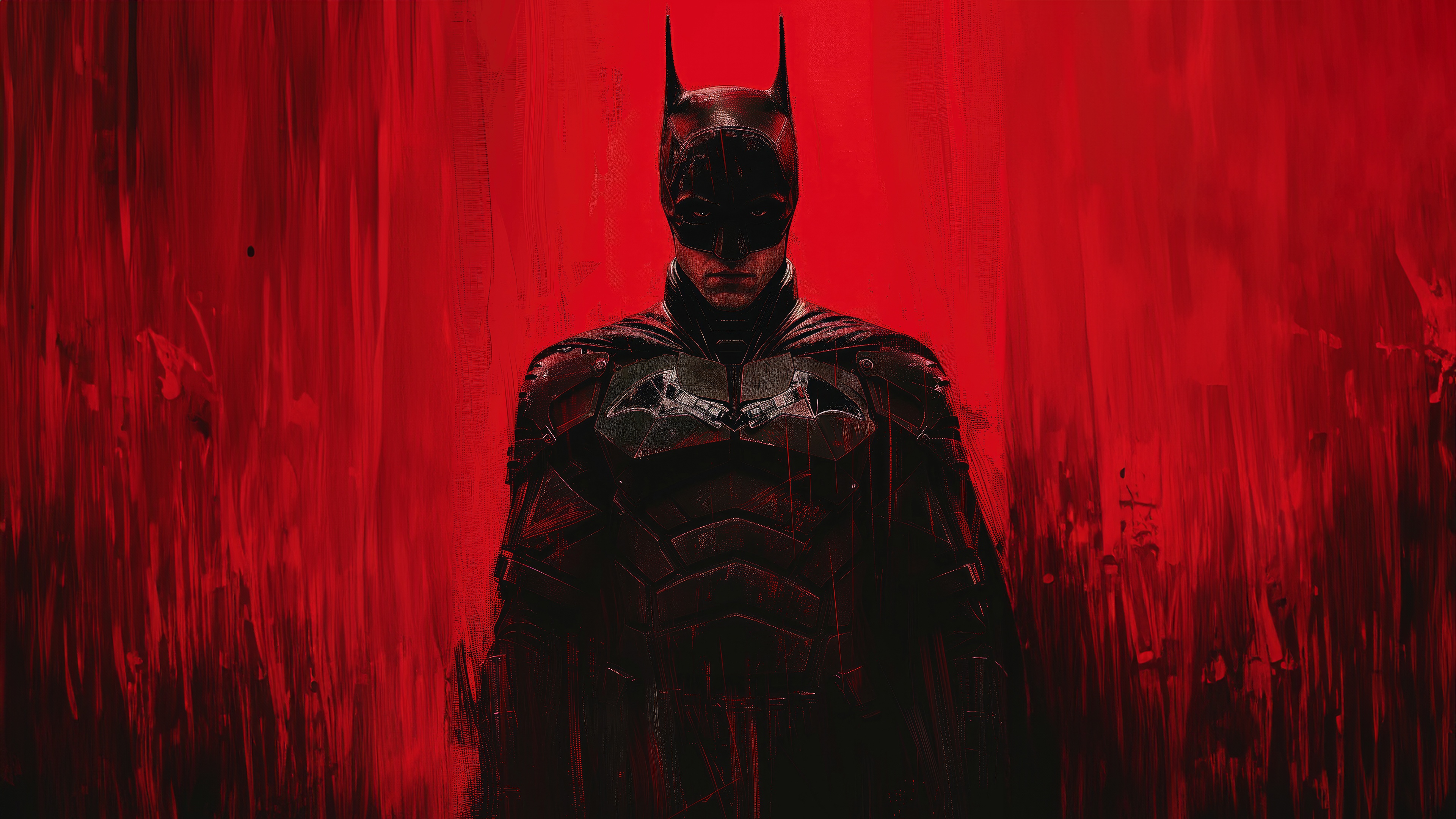 Batman in front of a red background HD Wallpaper